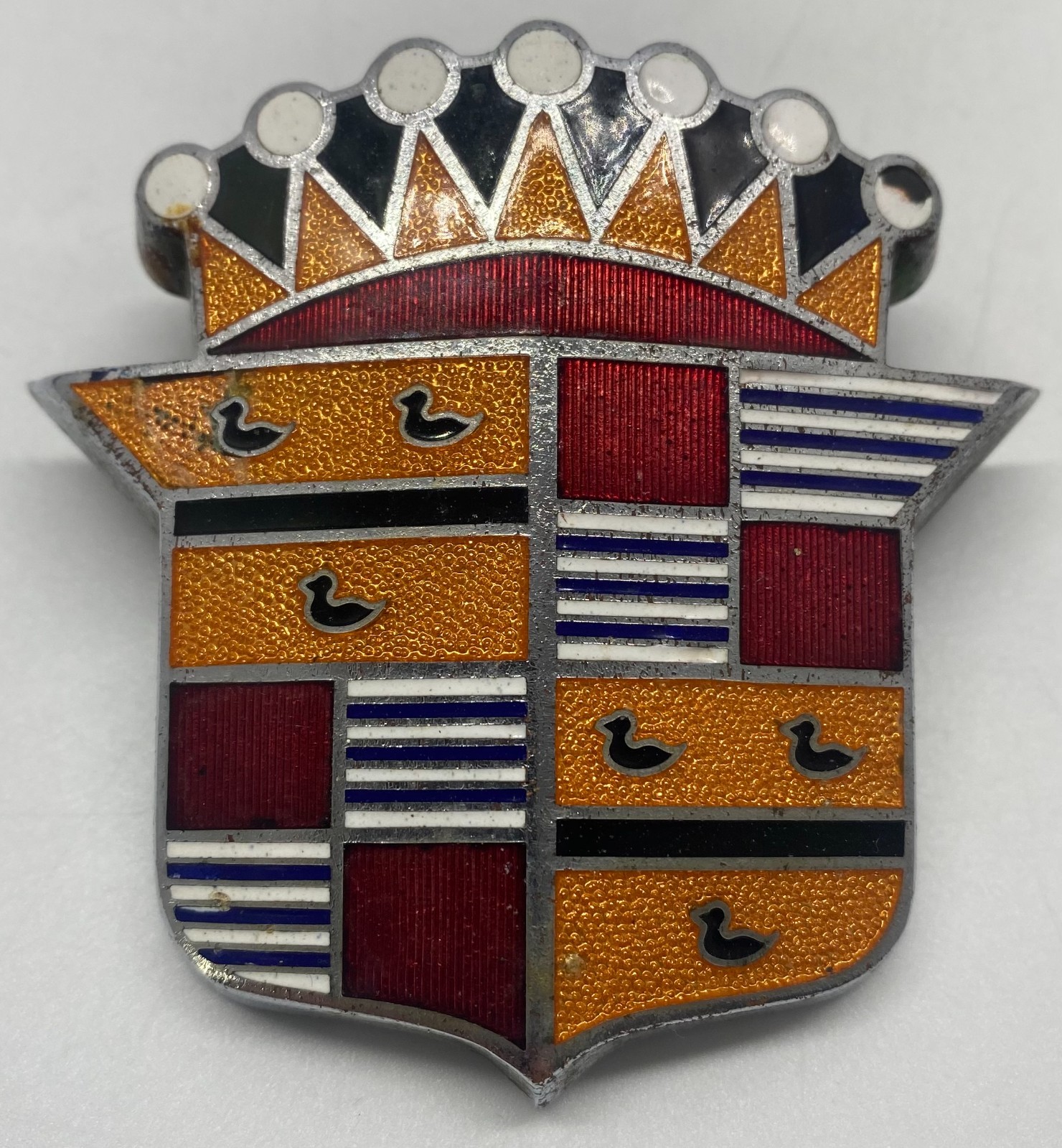 Vintage 1948 1949 Cadillac Hood Trunk Crest Emblem Ornament Cloisonne Original