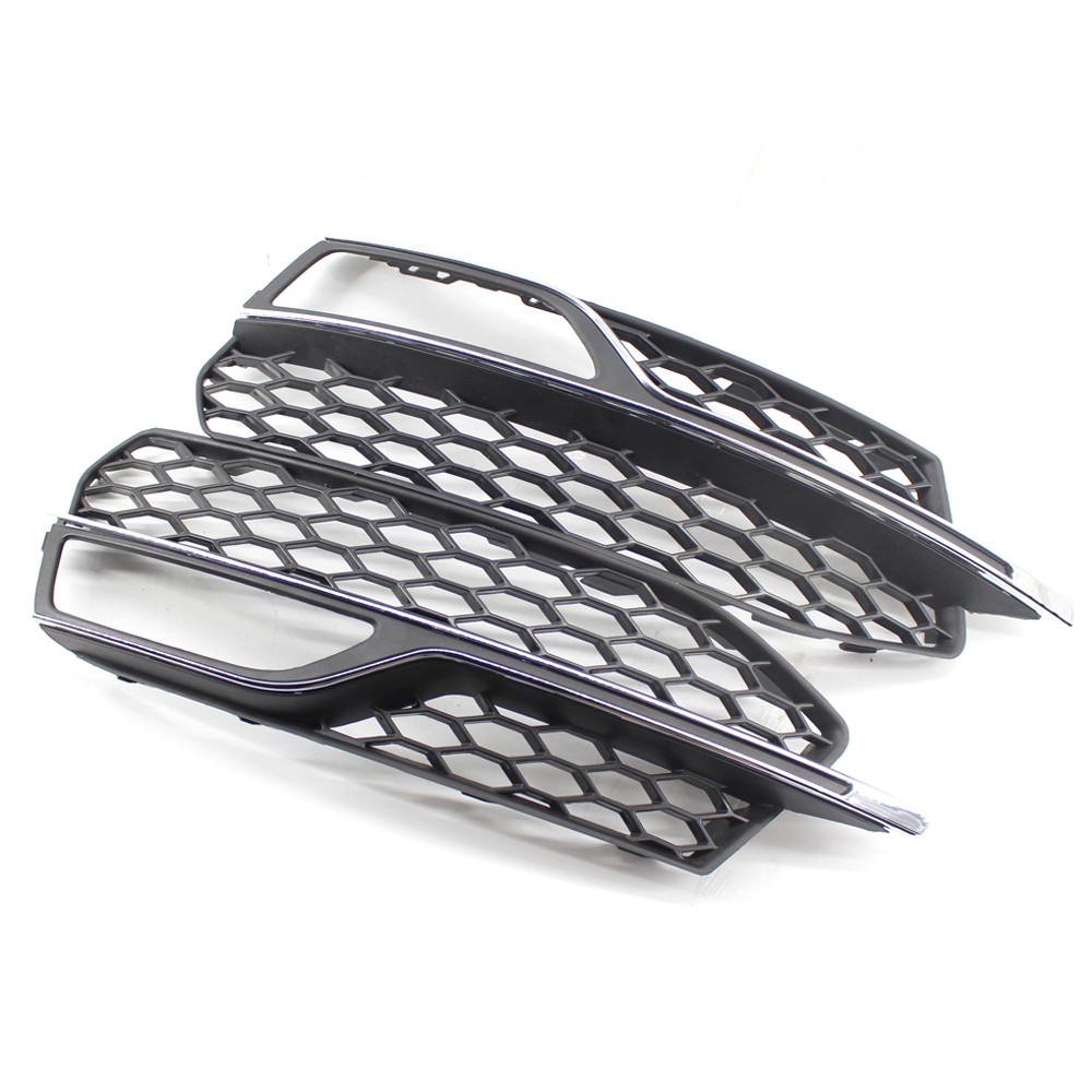 Fit Audi A3 S-Line 2013-2016 S3-Style Front Fog Light Grille Covers Chrome Trim