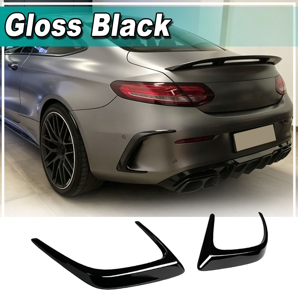 For Mercedes Benz C205 Coupe C63 AMG Gloss Black Rear Bumper Vents Fins Canards