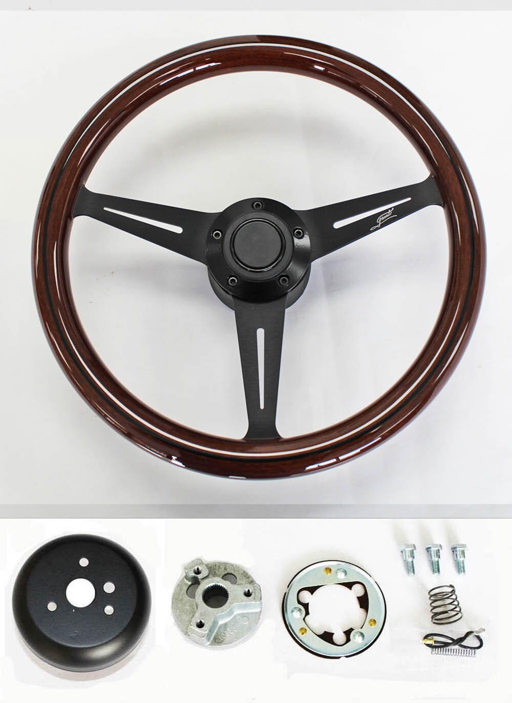 78-91 Ford Bronco F100 F150 F250 F350 Wood Chrome Steering Wheel High Gloss 15