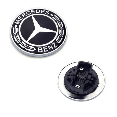 57mm AMG Black Mercedes Benz Front Hood Emblem Badge A,B,C,E,S,SL,SLK Class