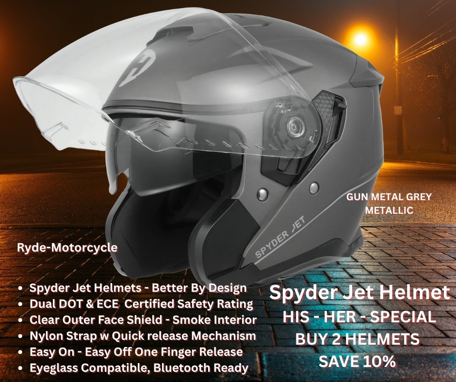 Daytona Can-Am Spyder Jet Gun Metal  3/4 Helmet Clear Flip-Up -Smoke Down Shield