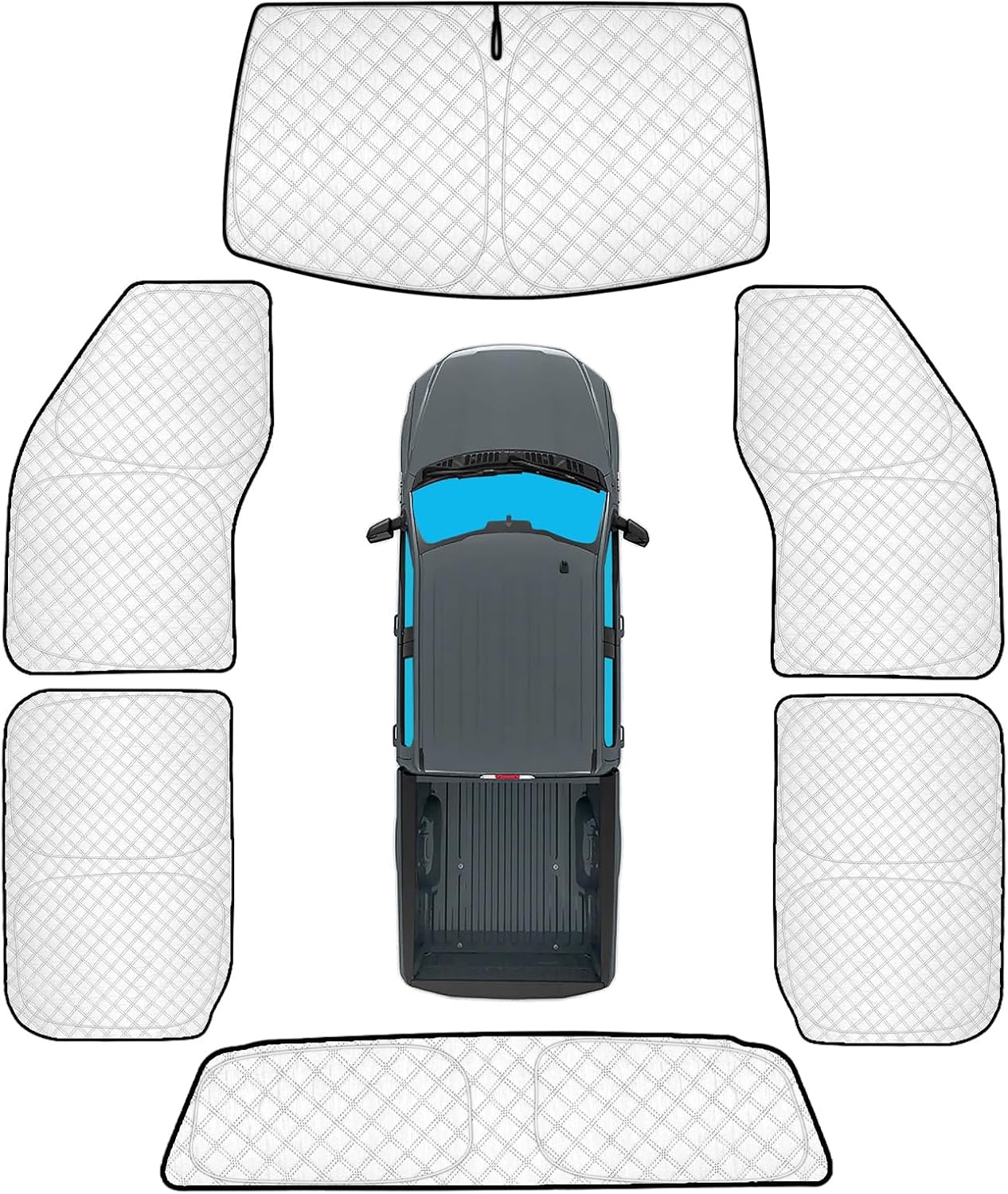 6pcs Full Window Sun Shades for Ford F-150 2015-2020, UV Block & Blackout (Black
