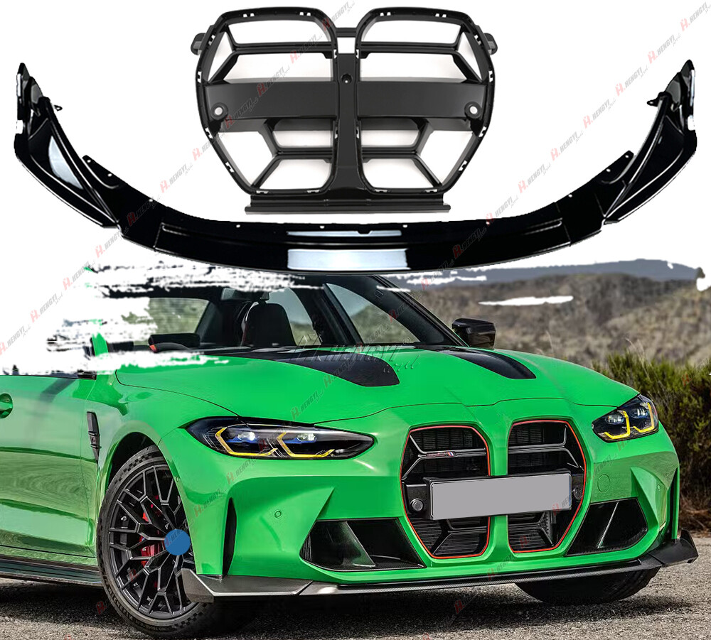 CSL Style Front Grille + Spoiler Bumper Lip Chin For BMW M3 G80 M4 G82 G83 21-27