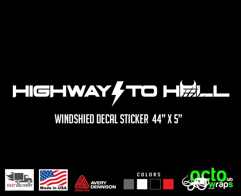 fit ac dc highway to hell windshield decal sticker vinyl t shirt back in black