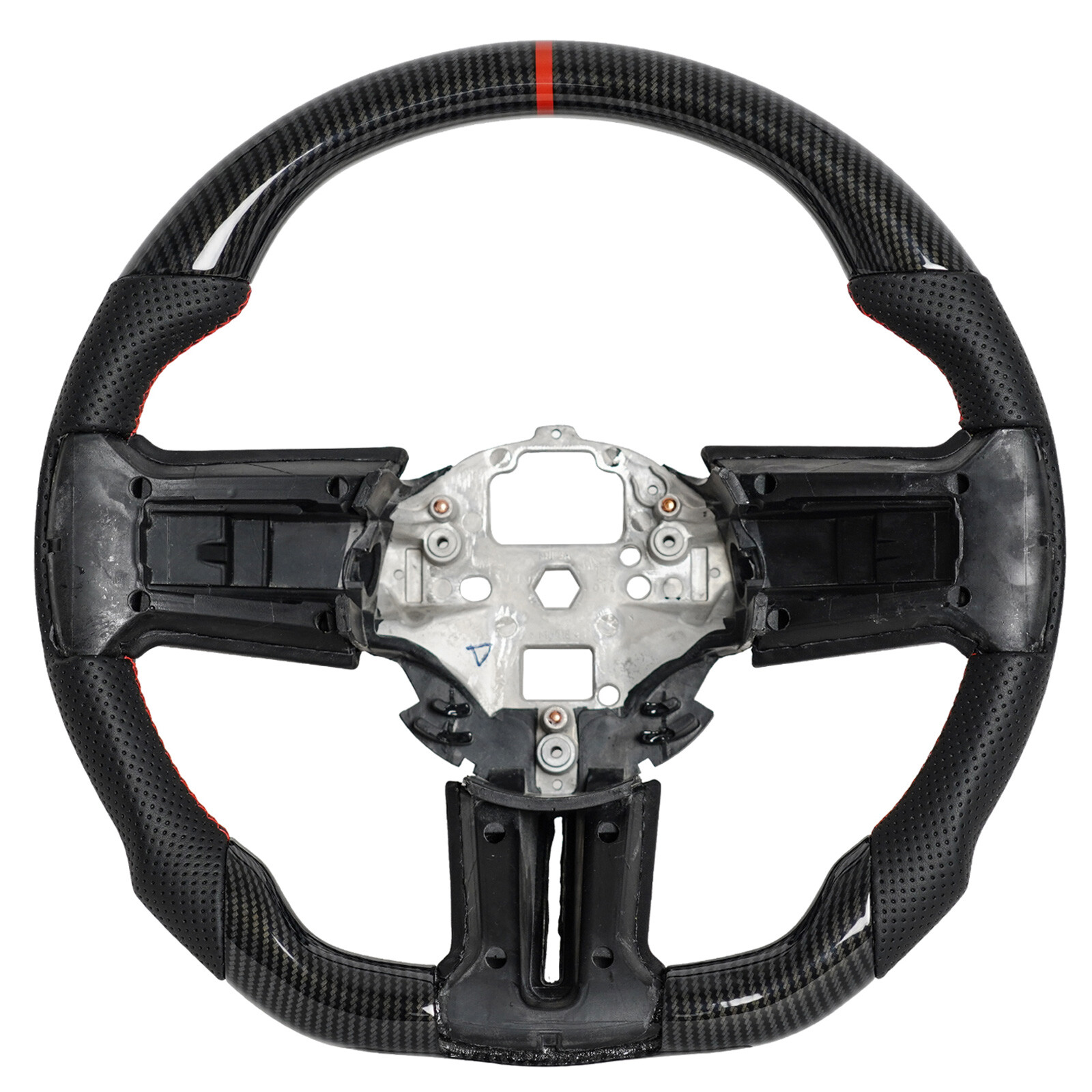 Fit 2010-2014 Ford Mustang Hydro Dip Carbon Fiber Steering Wheel Red Line