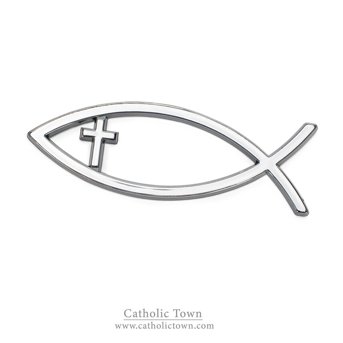 1-12 Car Chrome Emblem Jesus Christian Fish Symbol 3D Decal Badge ( CFAEC-S )
