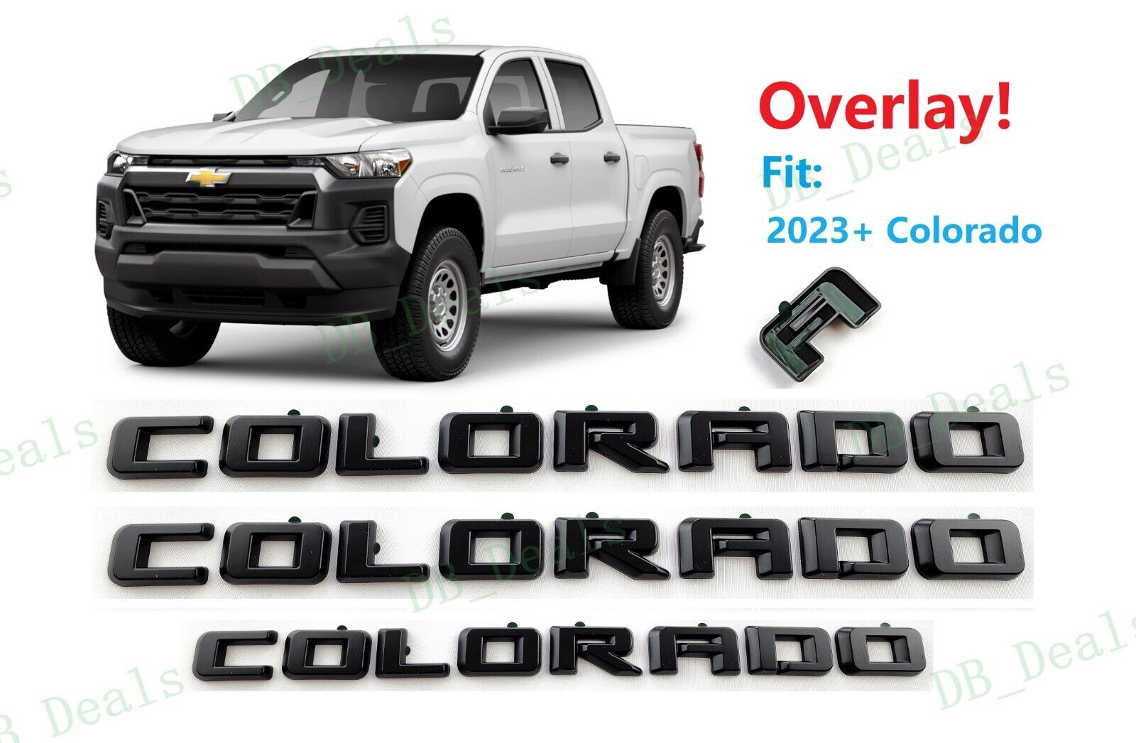 OVERLAY 3PCS Matte Black Door Rear Colorado Emblems Letters Fit 2023+ Colorado