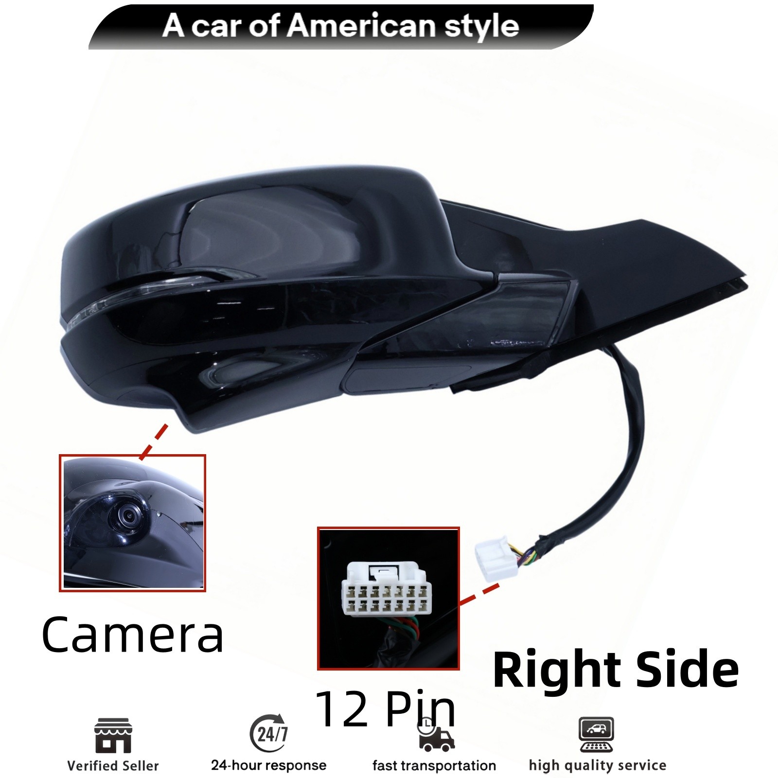 NEW Passenger Side Mirror w/Heated Camera Turn Signal For Honda Accord 2013-2015