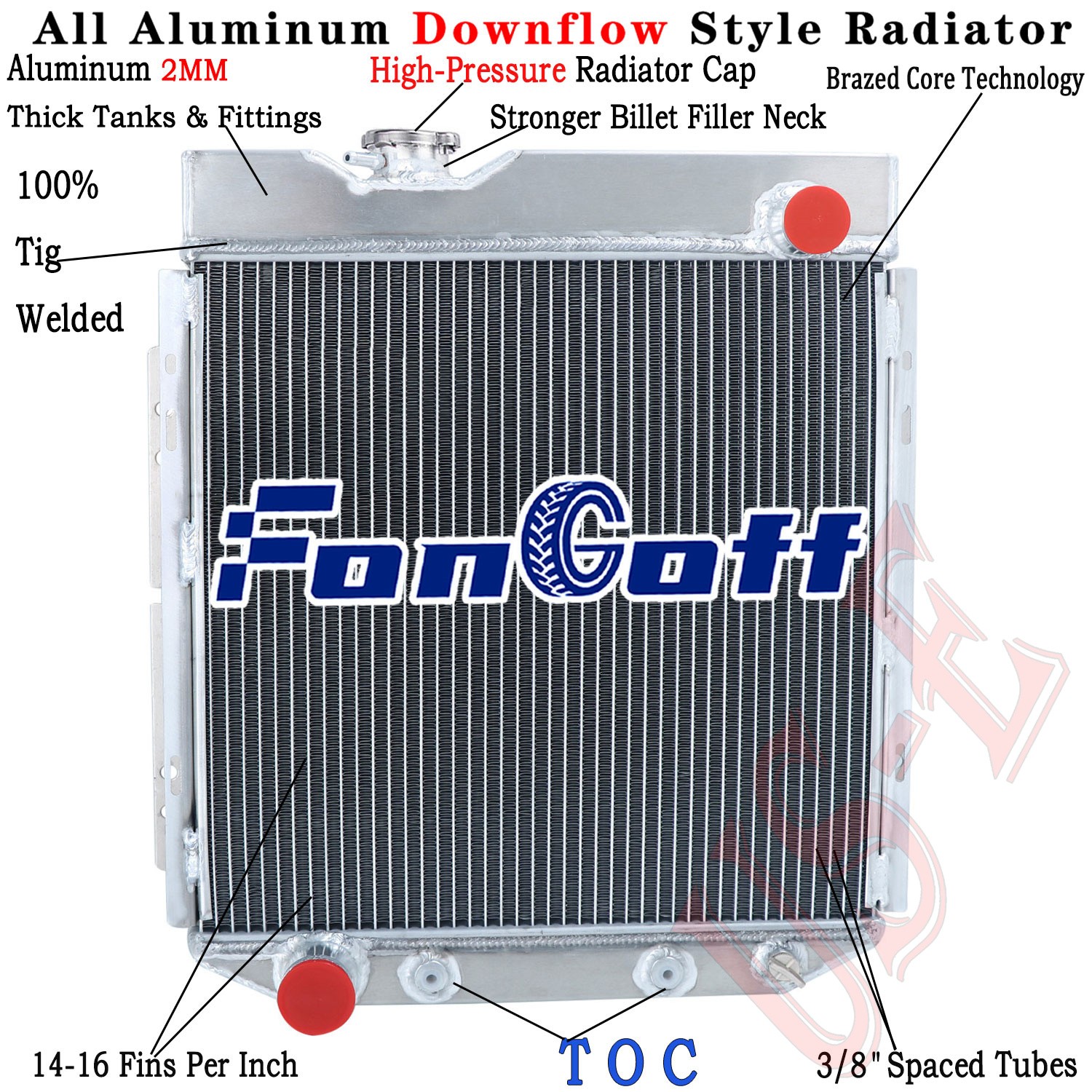 Fit 60-66 Ford Falcon Mustang Ranchero Econoline Mercury Comet Aluminum Radiator