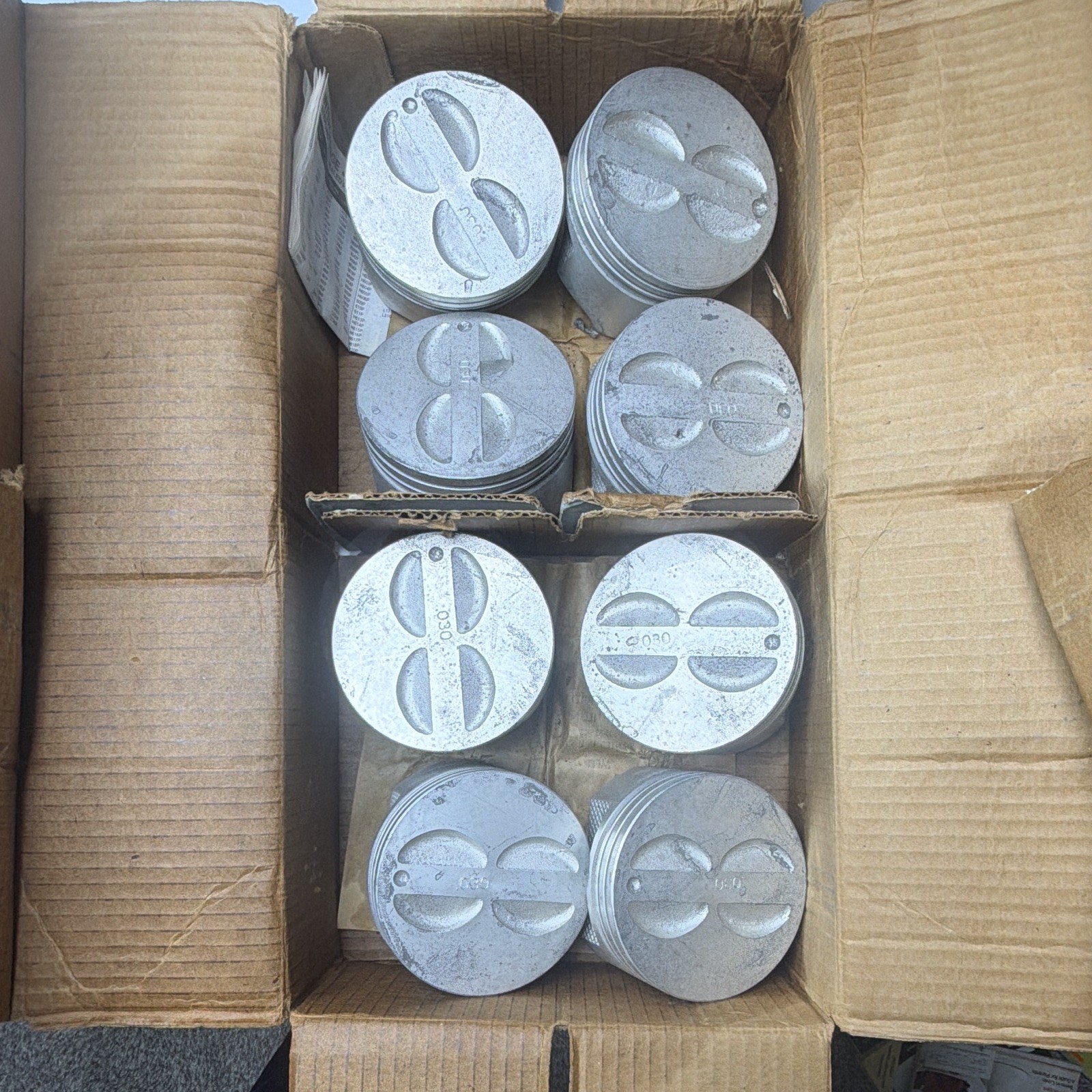 Chevy 350 SBC .030 Pistons Set of 8 Sealed Power 345NP TRW L3022F NOS