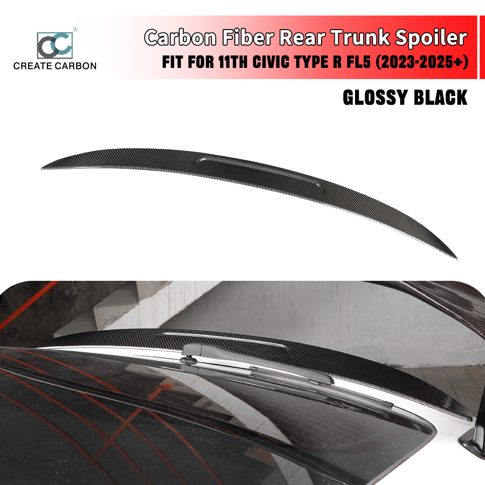 1pcs Gloss Carbon Fiber Rear Trunk Spoiler Wing Fit For Civic Type R FL5 2023+