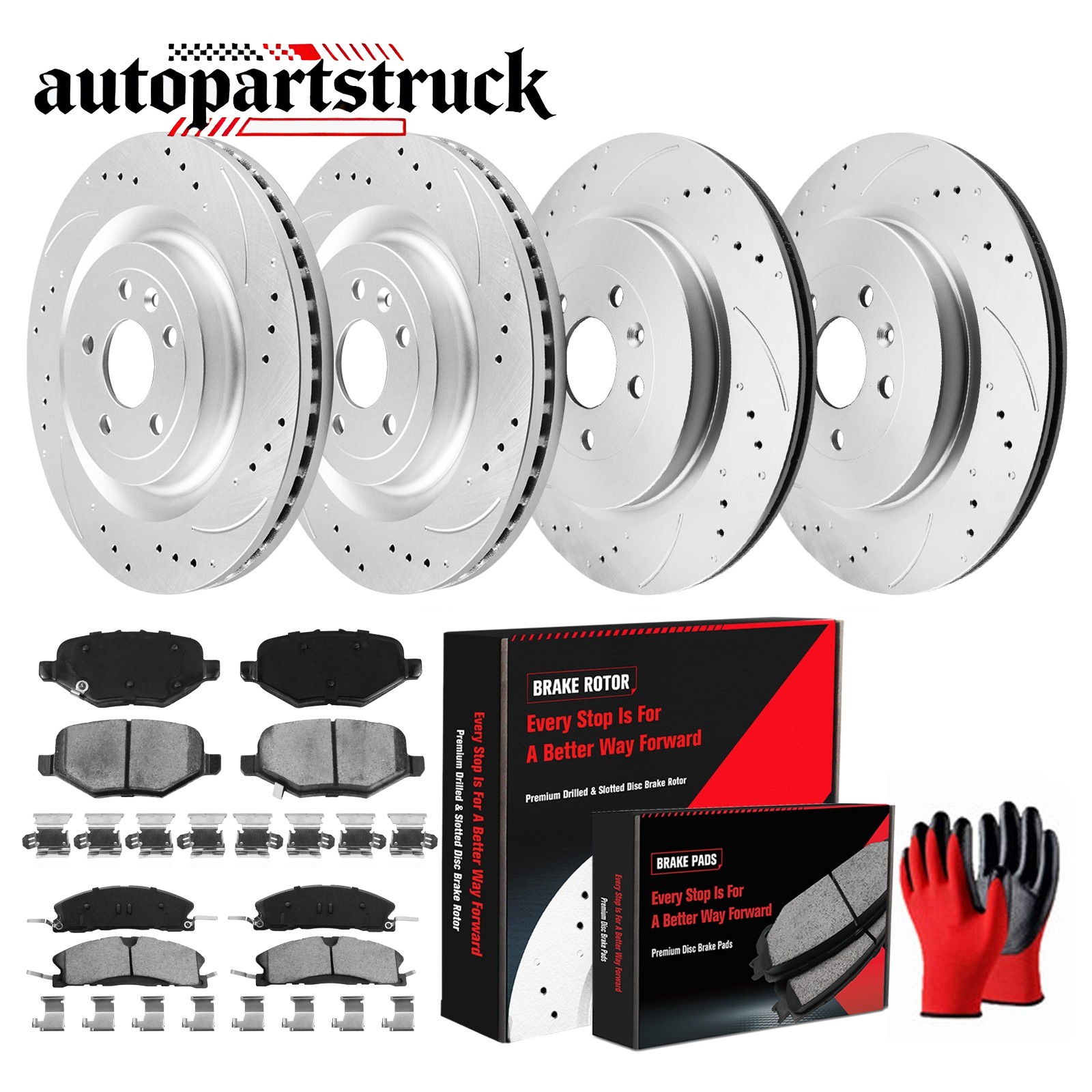 Front Rear Disc Rotors and Brake Pads Kit for Ford Flex Explorer Lincoln MKS MKT