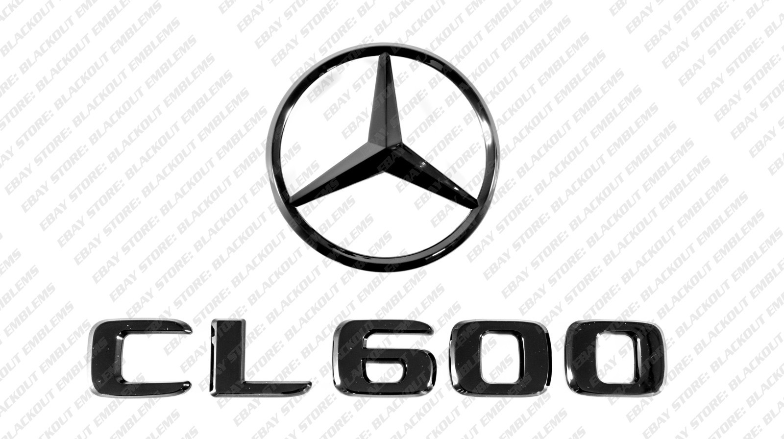 New Gloss Black Emblems Trunk Letter Star for 1991-1998 Mercedes-Benz CL600 W140