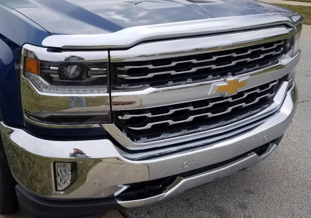 Chrome BugFlector Hood Protector Bug Shield Deflector 16-18 Chevy Silverado 1500