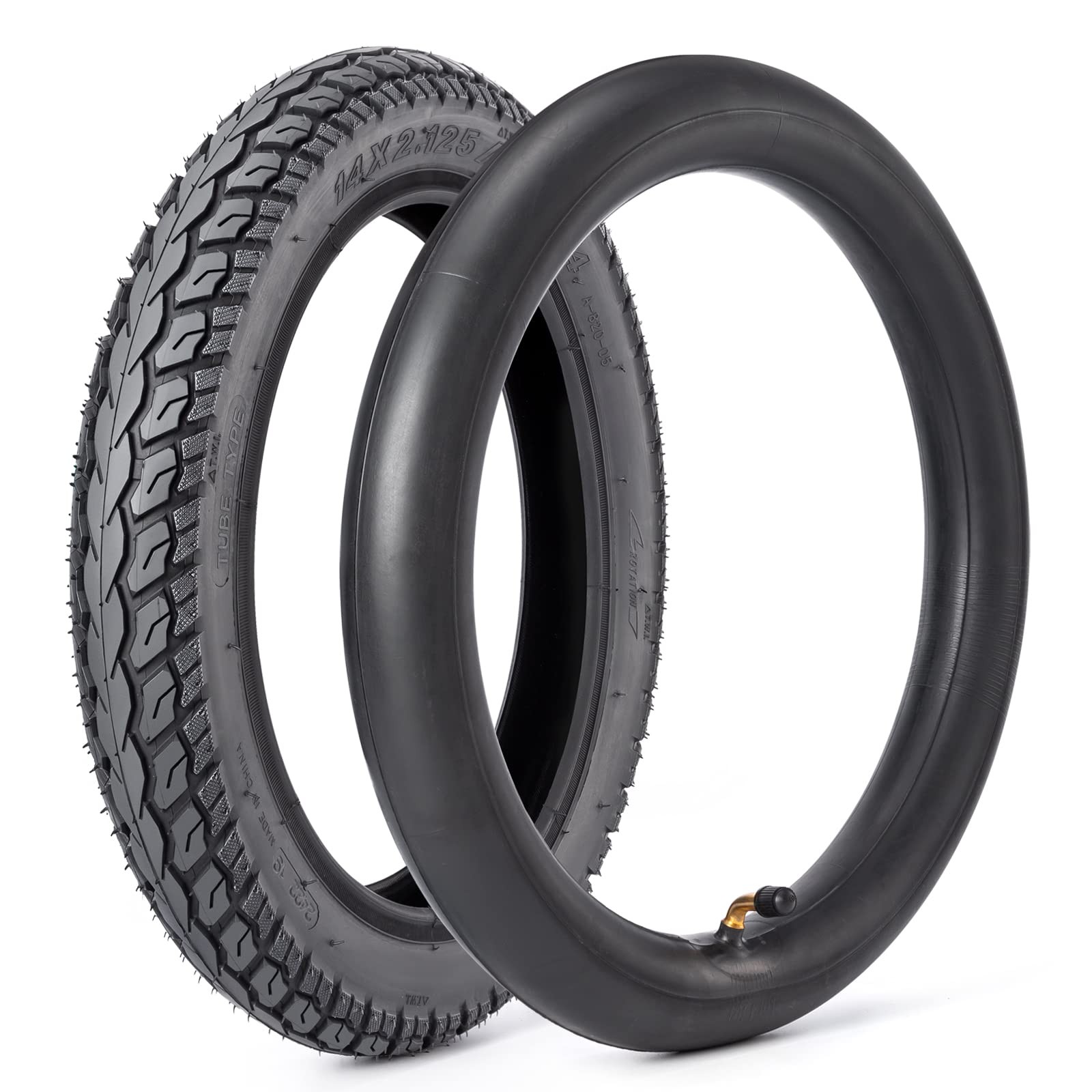 Heavy-Duty 14 x 2.125 57-254 Tire and Tube Set with Angled Valve 212/32R14 Heavy-Duty 14 x 2.125 57-254 Tire and Tube Set with Angled Valve 212/32R14