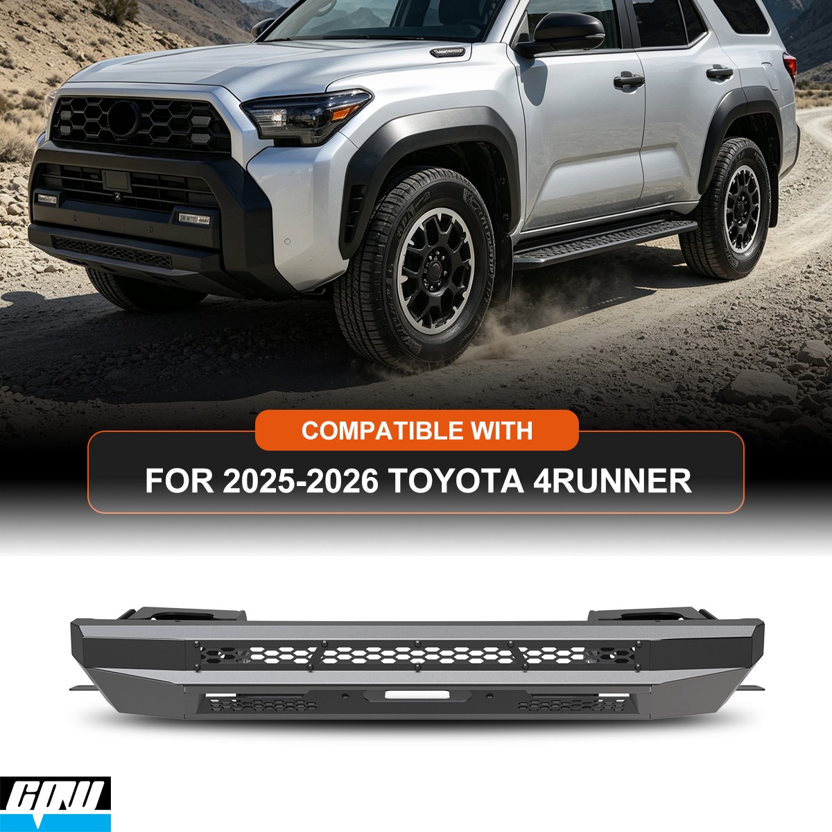 For 2025-2026 Toyota 4Runner Upgrade Front Bumper w/Built-in Winch Plate