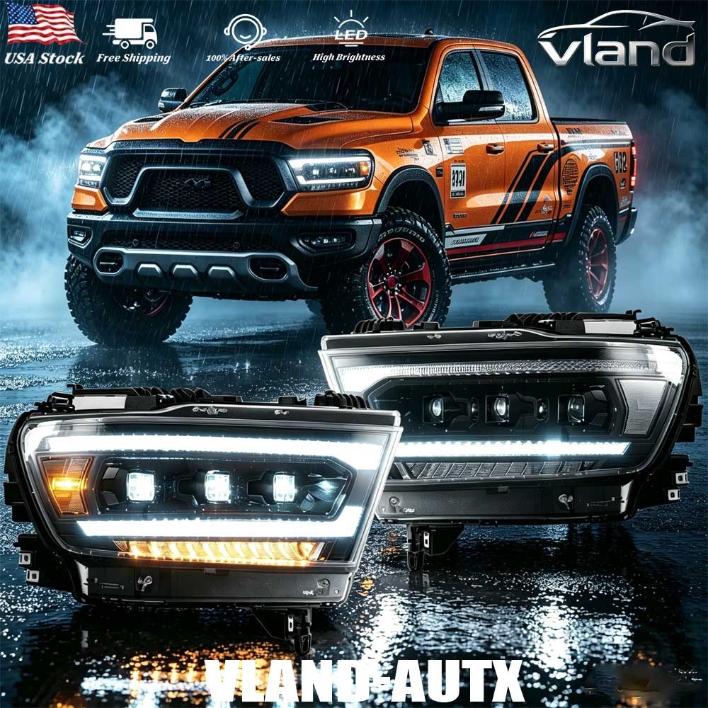 VLAND FULL LED Headlights For Dodge Ram 1500 2019-2024 W/Sequential Indicator X2 VLAND FULL LED Headlights For Dodge Ram 1500 2019-2024 W/Sequential Indicator X2
