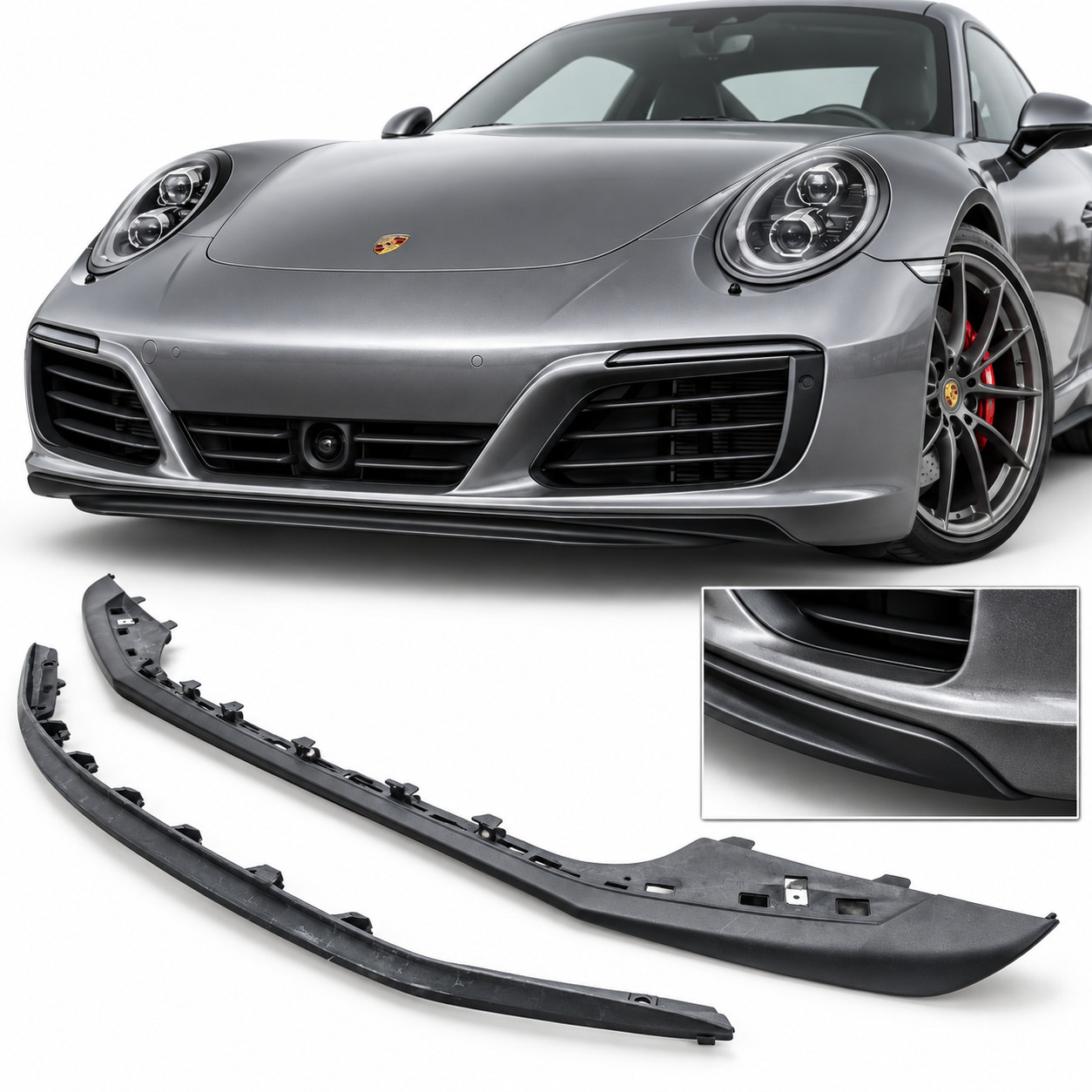 OEM Porsche 911 991.2 Front Spoiler Lip Kit Genuine, Matte Black