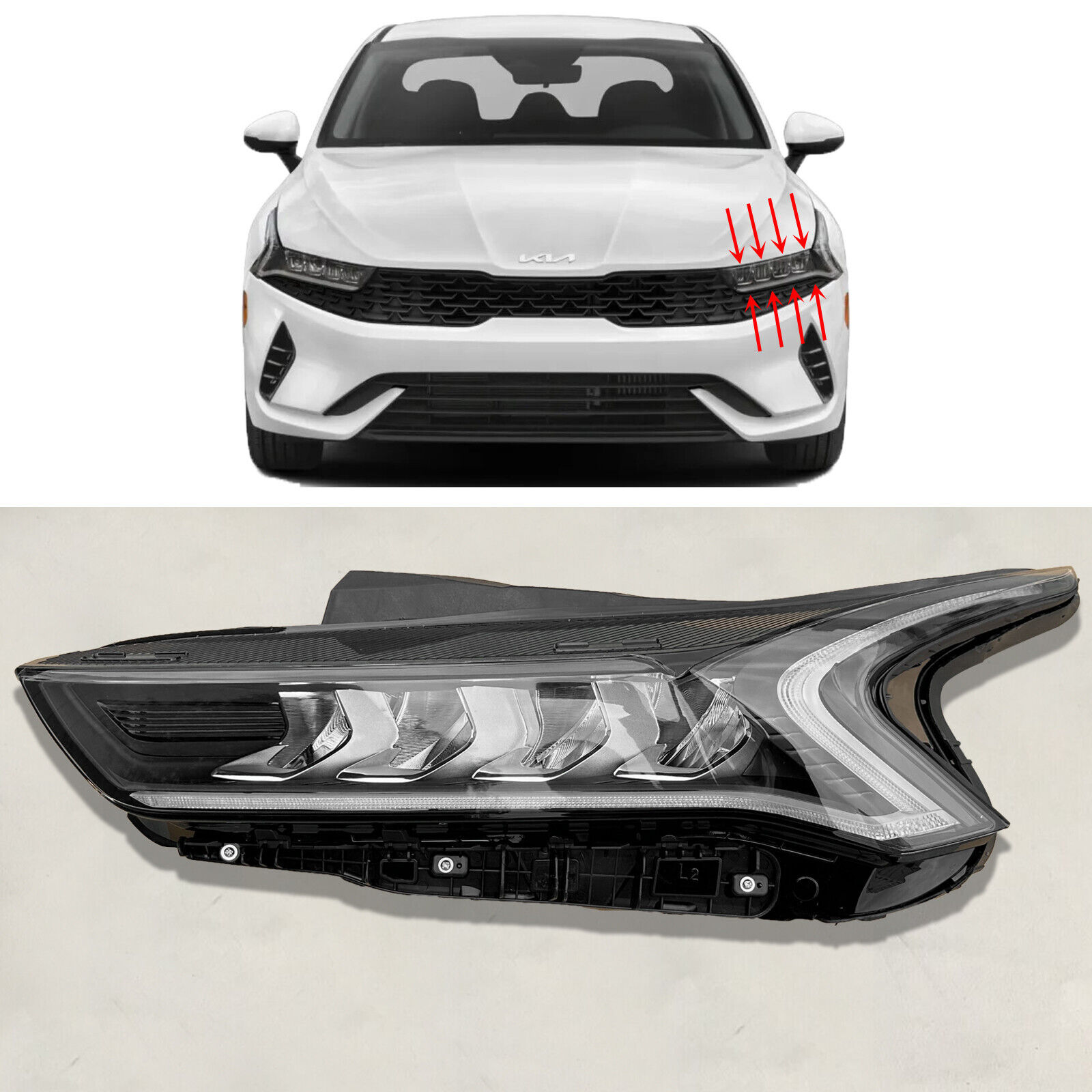 Full LED Headlight Assembly Replacement for 2021 2023 Kia K5 LX EX Left Driver