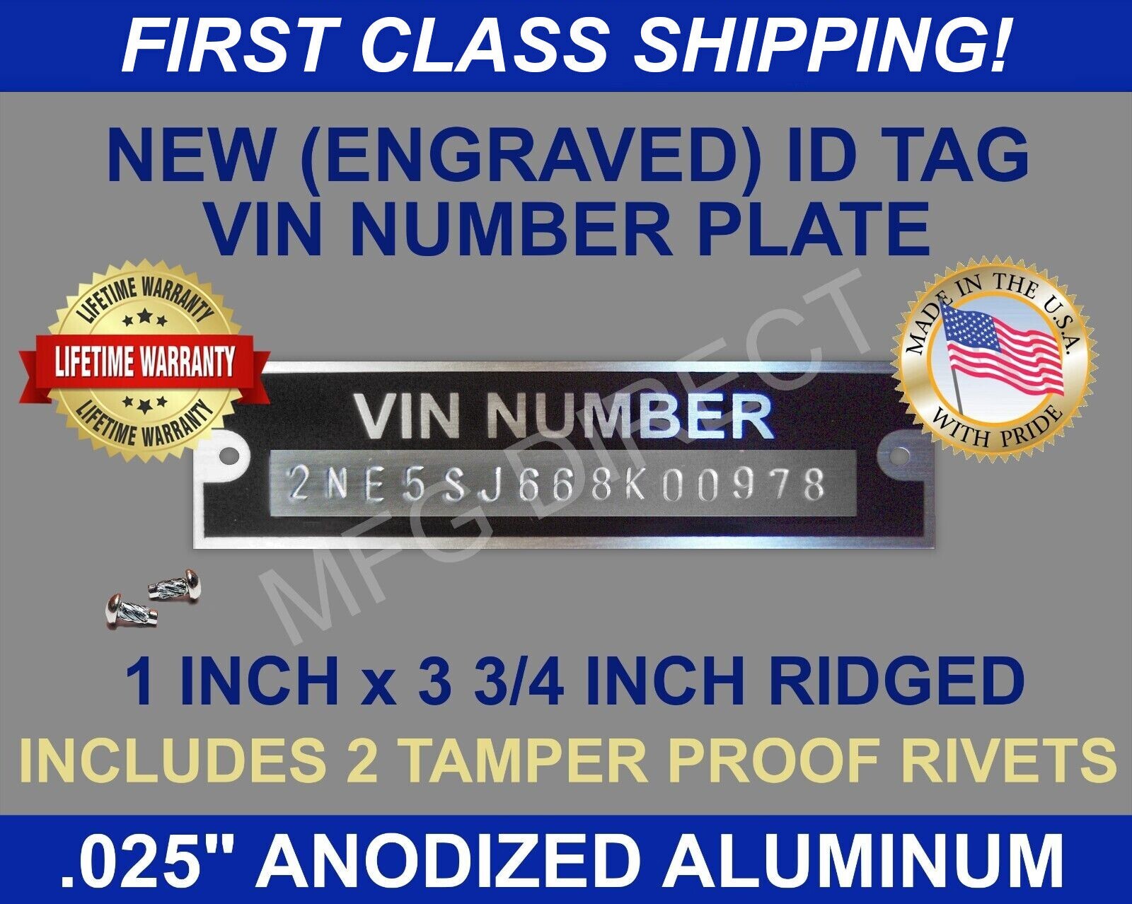 SERIAL NUMBER DATA PLATE Tag Ford Chevy Dodge Plymouth (ENGRAVED) YOUR INFO SERIAL NUMBER DATA PLATE Tag Ford Chevy Dodge Plymouth (ENGRAVED) YOUR INFO