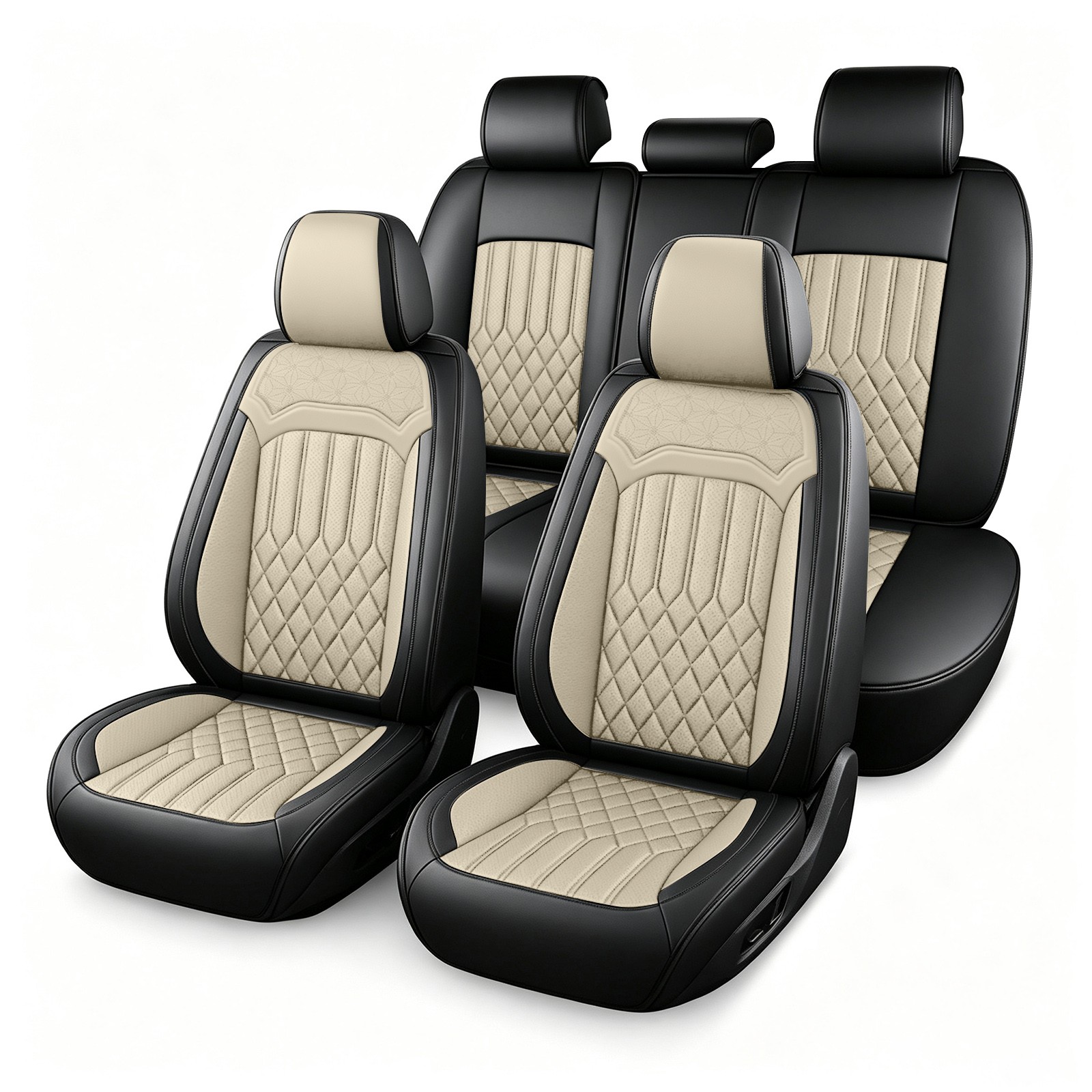 AIZDLBB Car 5 Seat Covers Full Set 5-Seat Beige Black For Kia Sorento 2007-2026