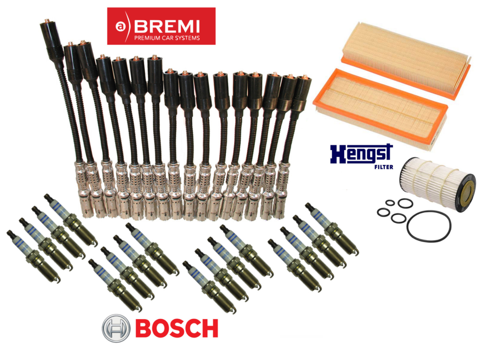 Ignition Wire Spark Plug Air Oil Filter Tune Up Kit 35pc OE Spec for Mercedes V8