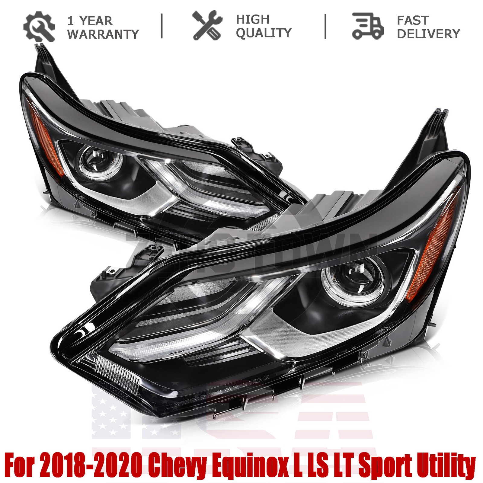 2018-2020 Chevy Equinox Factory Halogen LED DRL Headlights Headlamps Left+Right