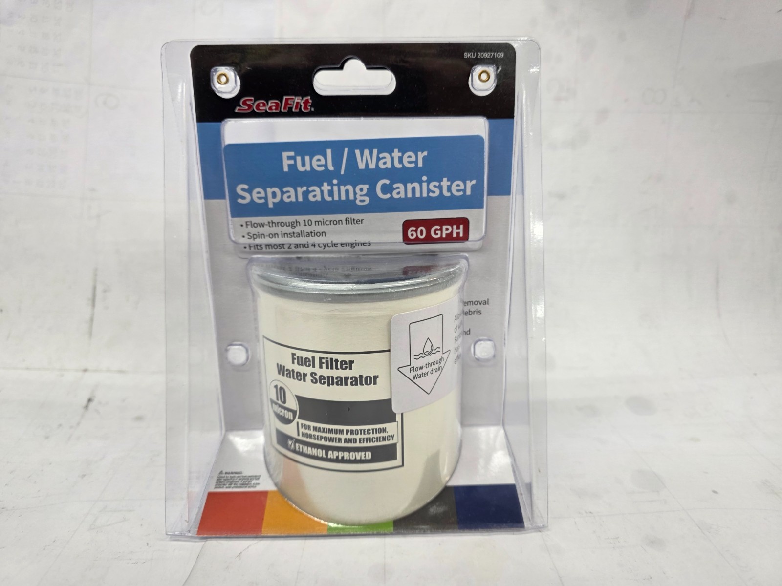 SeaFit 20927109 Marine Fuel Filter / Water Separator with Drain 60GPH