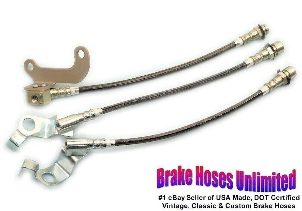 STAINLESS BRAKE HOSE SET Ford Galaxie 500, 1967 Late - Front Disc