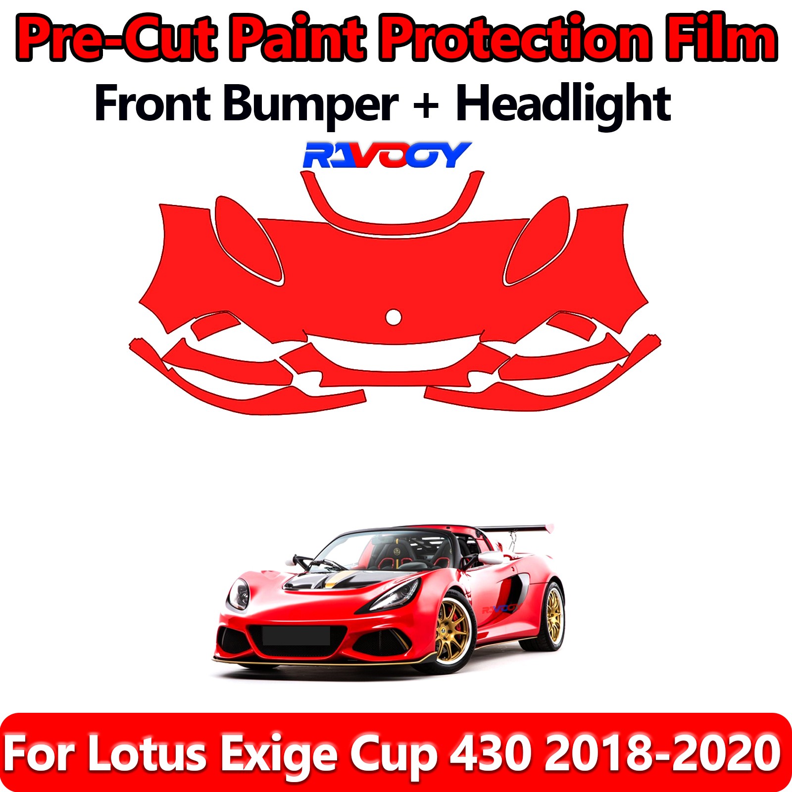 8.5Mil PreCut Front Bumper PPF Kit Film For Lotus Exige Cup 430 2018-2020