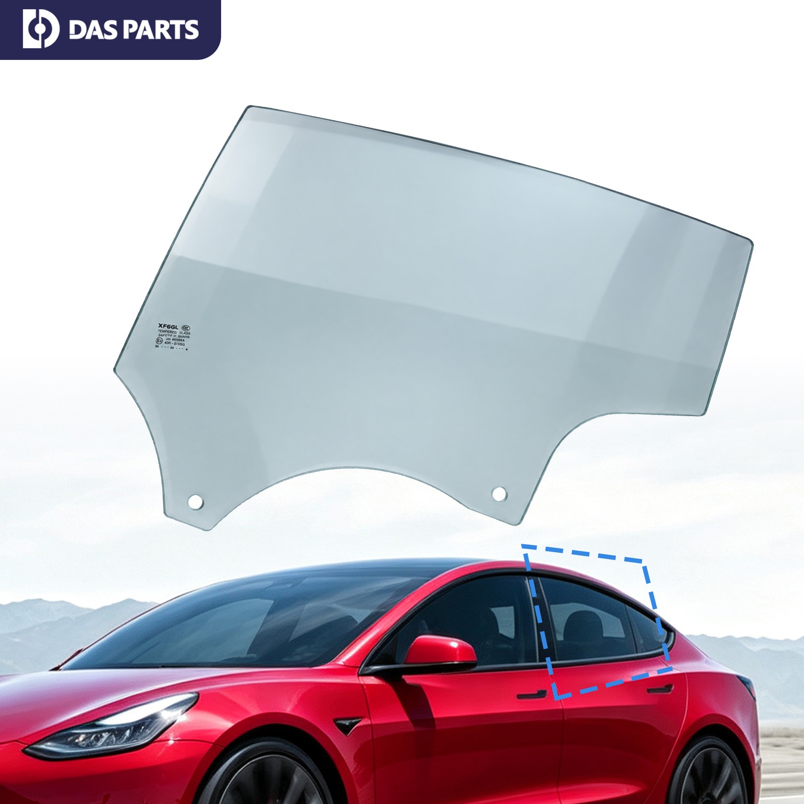 Fits 2017-2023 Tesla Model 3 Replacement Rear Driver Side Door Window Glass