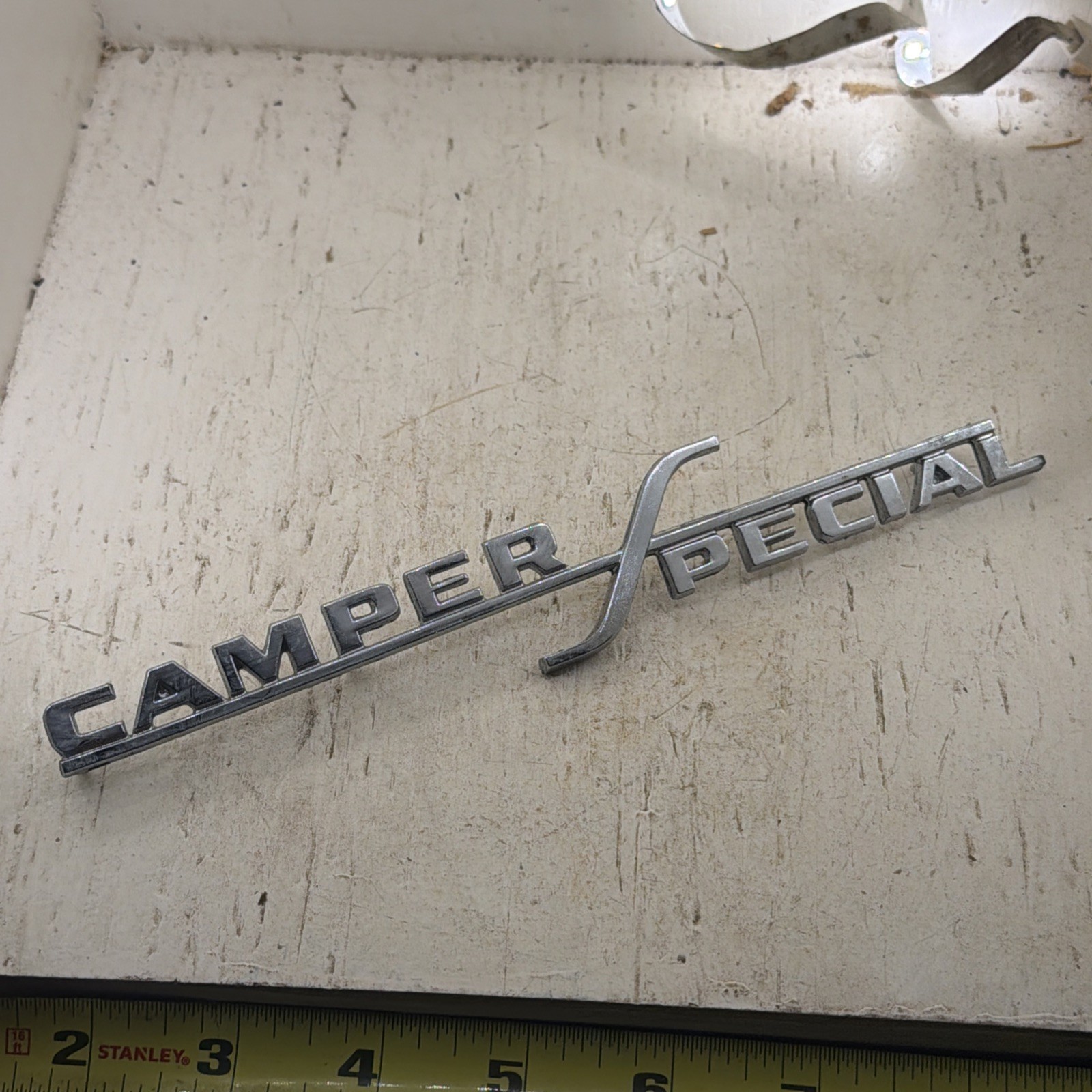 New OEM 1967 1968 1969 Ford F100 F250 F350 NOS CAMPER SPECIAL EMBLEM NAMEPLATE New OEM 1967 1968 1969 Ford F100 F250 F350 NOS CAMPER SPECIAL EMBLEM NAMEPLATE