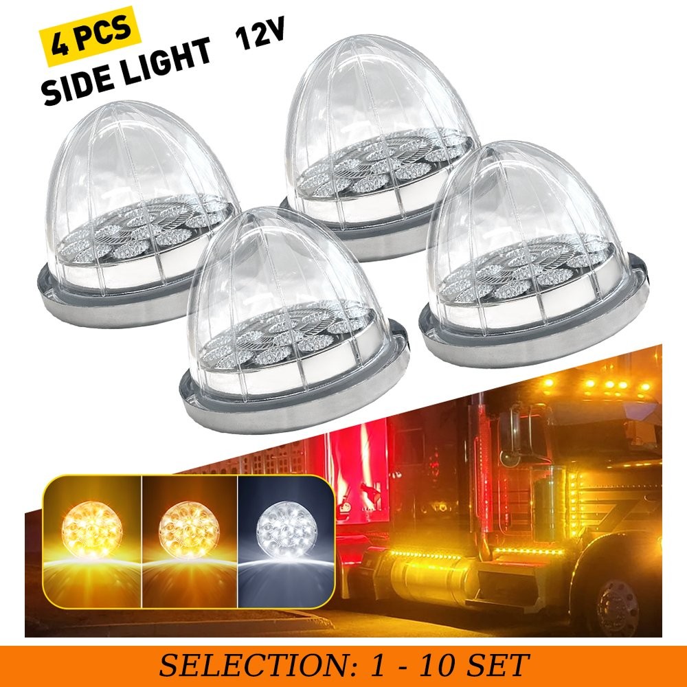 4-40x Watermelon Light Side Marker Turn Signal Amber+White for Truck Trailer 12V