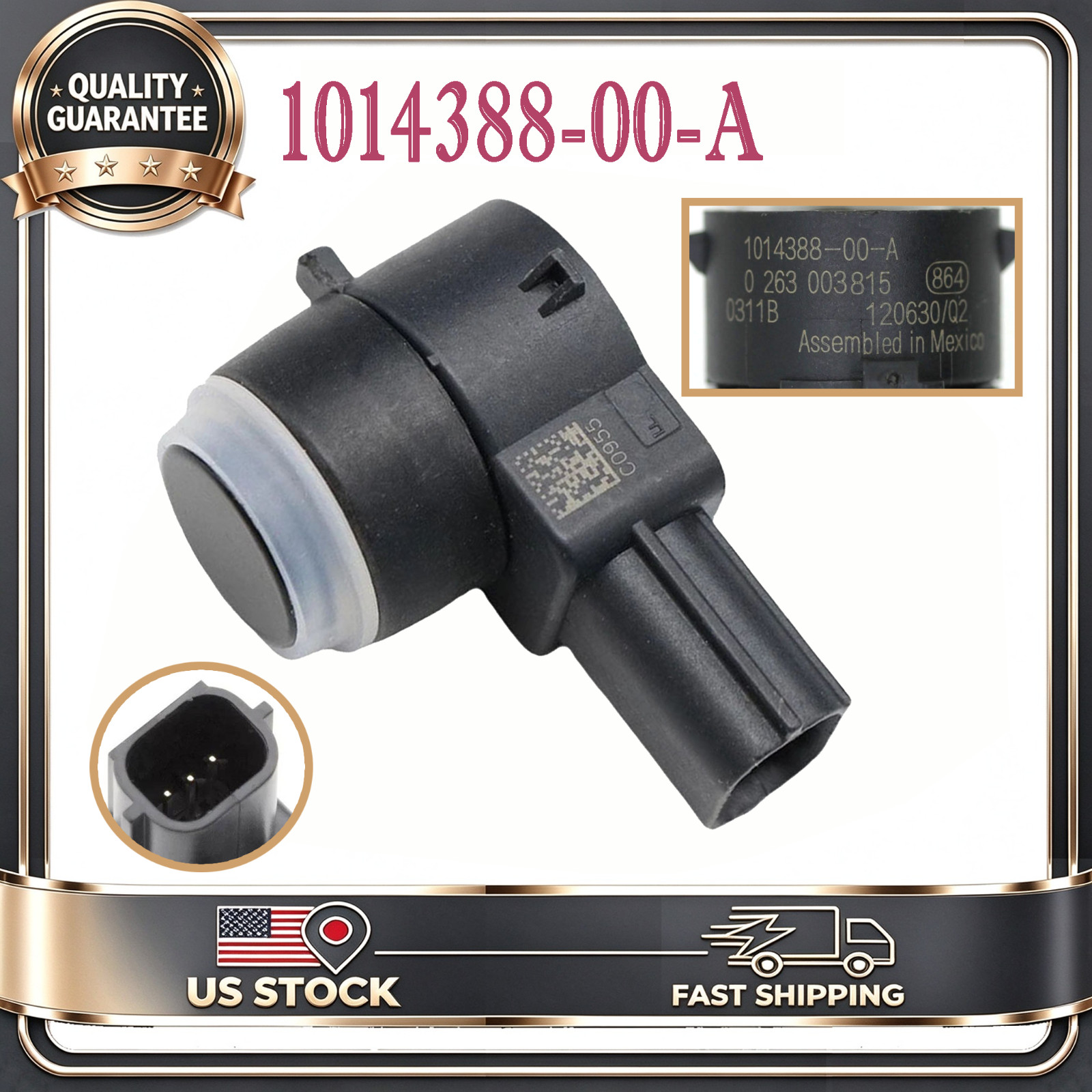 1X PDC Ultrasonic Bumper Parking Sensor 1014388-00-A For Tesla Model S 2012-2016