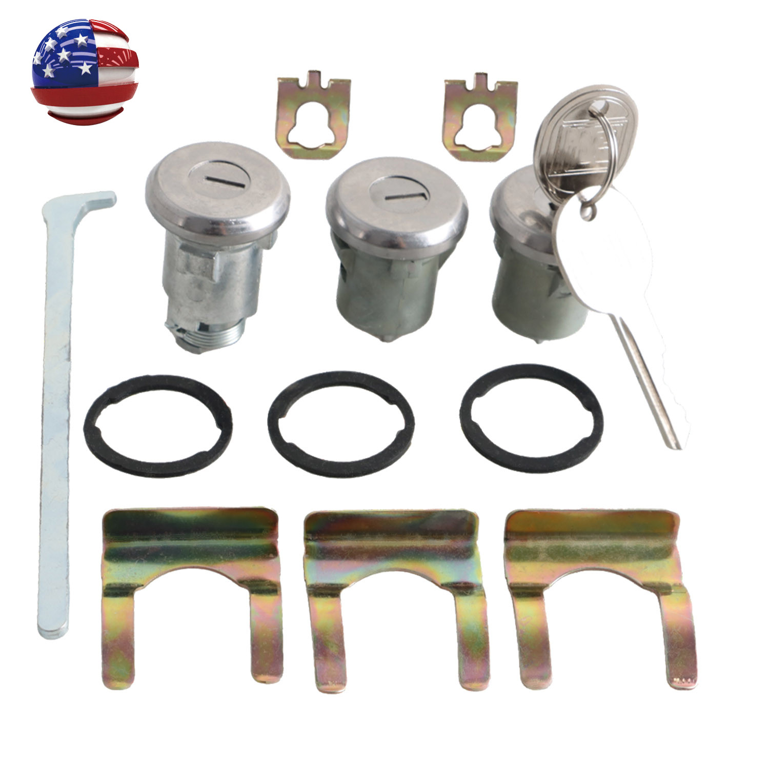 Door Trunk Lock Key Cylinder Set with Keys to Match for 1967-1997 Oldsmobile