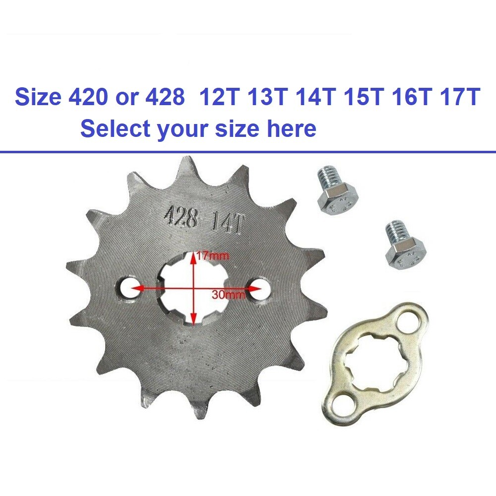 Engine Sprocket 17mm Front Chain 420 428 12T 14T 15T 16T 17T Pit Dirt Bike ATV Engine Sprocket 17mm Front Chain 420 428 12T 14T 15T 16T 17T Pit Dirt Bike ATV