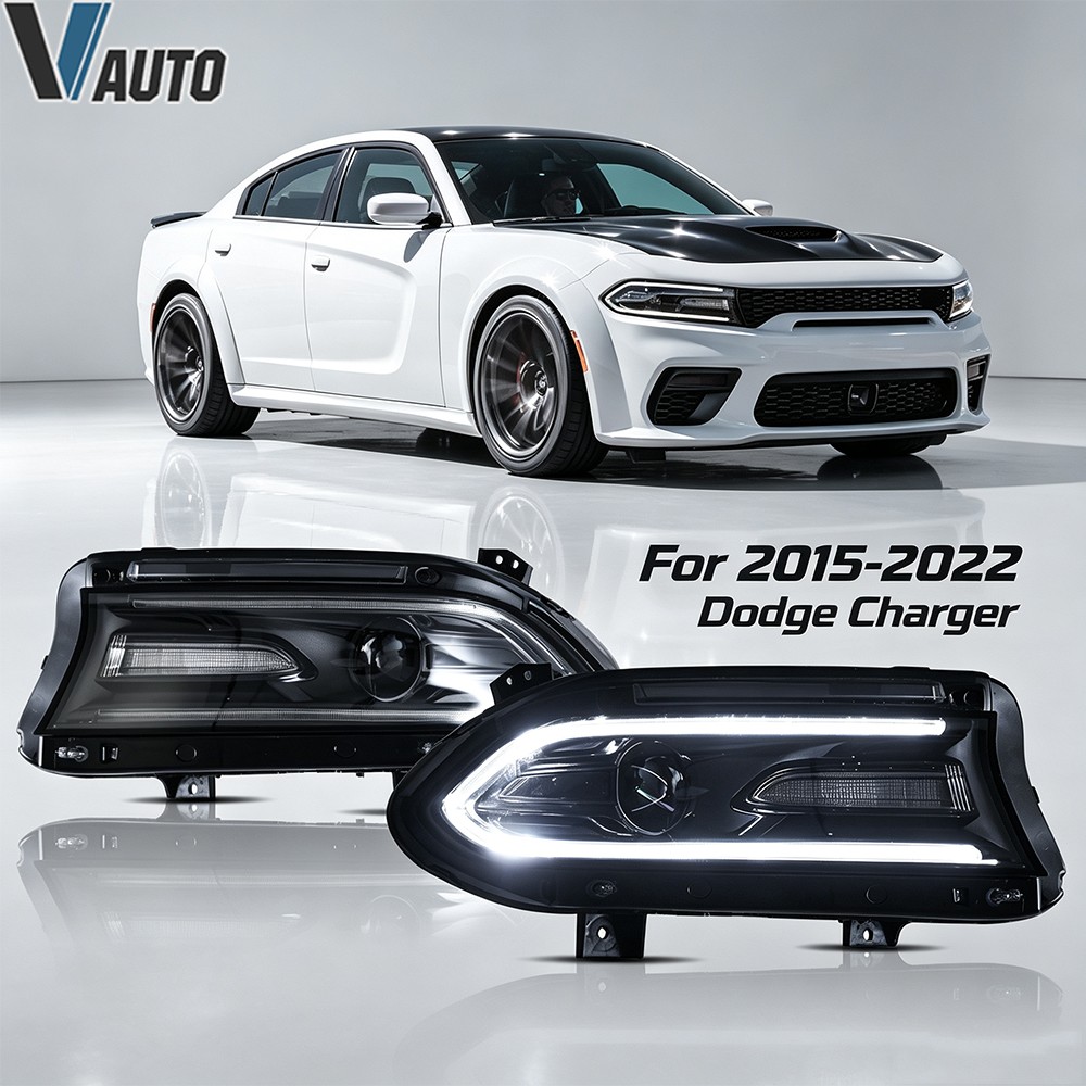 For 2015-2022 Dodge Charger VLAND LED DRL Projector Headlights Headlamps Pair