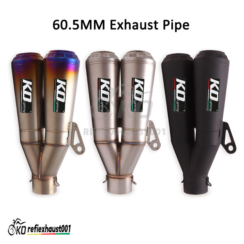 60.5mm Universal Motorcycle Exhaust Tips Slip-on Muffler Pipes Dual-outlet Tube