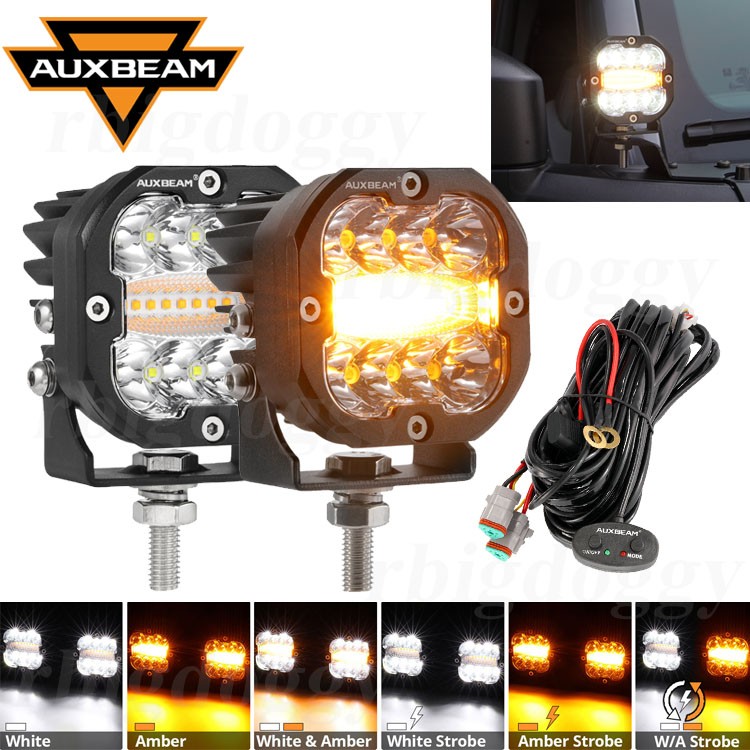 AUXBEAM XP-ULTRA 3 INCH 96W 9600LM LED PODS 6 MODES FLASHING LED DRIVING LIGHTS