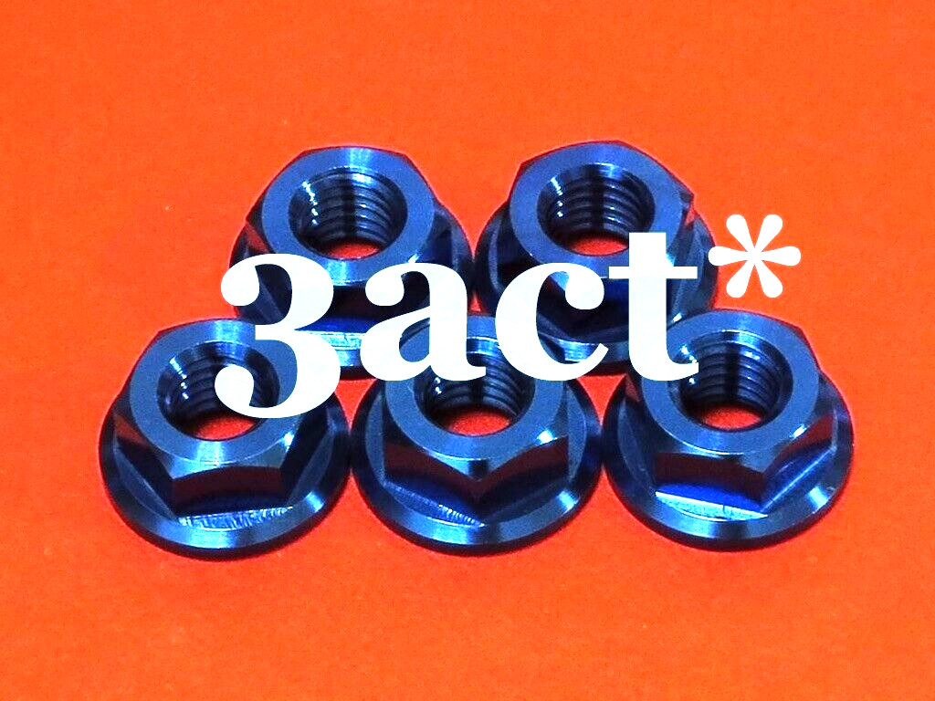 5 pcs Titanium / Ti M8 x 1.25mm Pitch Flange Bolt Nut - Blue Color