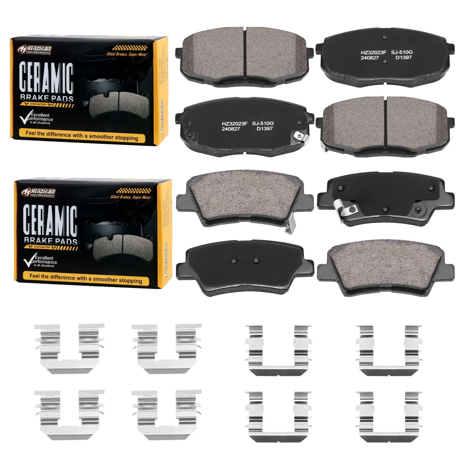 Premium 8pcs Front and Rear Ceramic Brake Pads Kit for Kia Soul 2014 2015 2016
