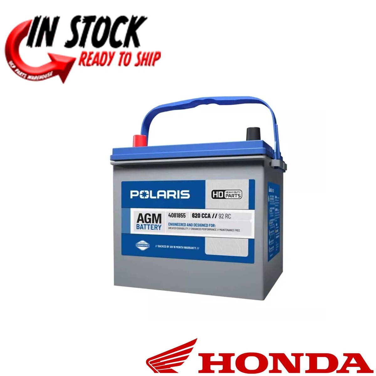 Genuine OEM Polaris Ranger RZR Heavy Duty AGM Battery, Part 4081855 Genuine OEM Polaris Ranger RZR Heavy Duty AGM Battery, Part 4081855