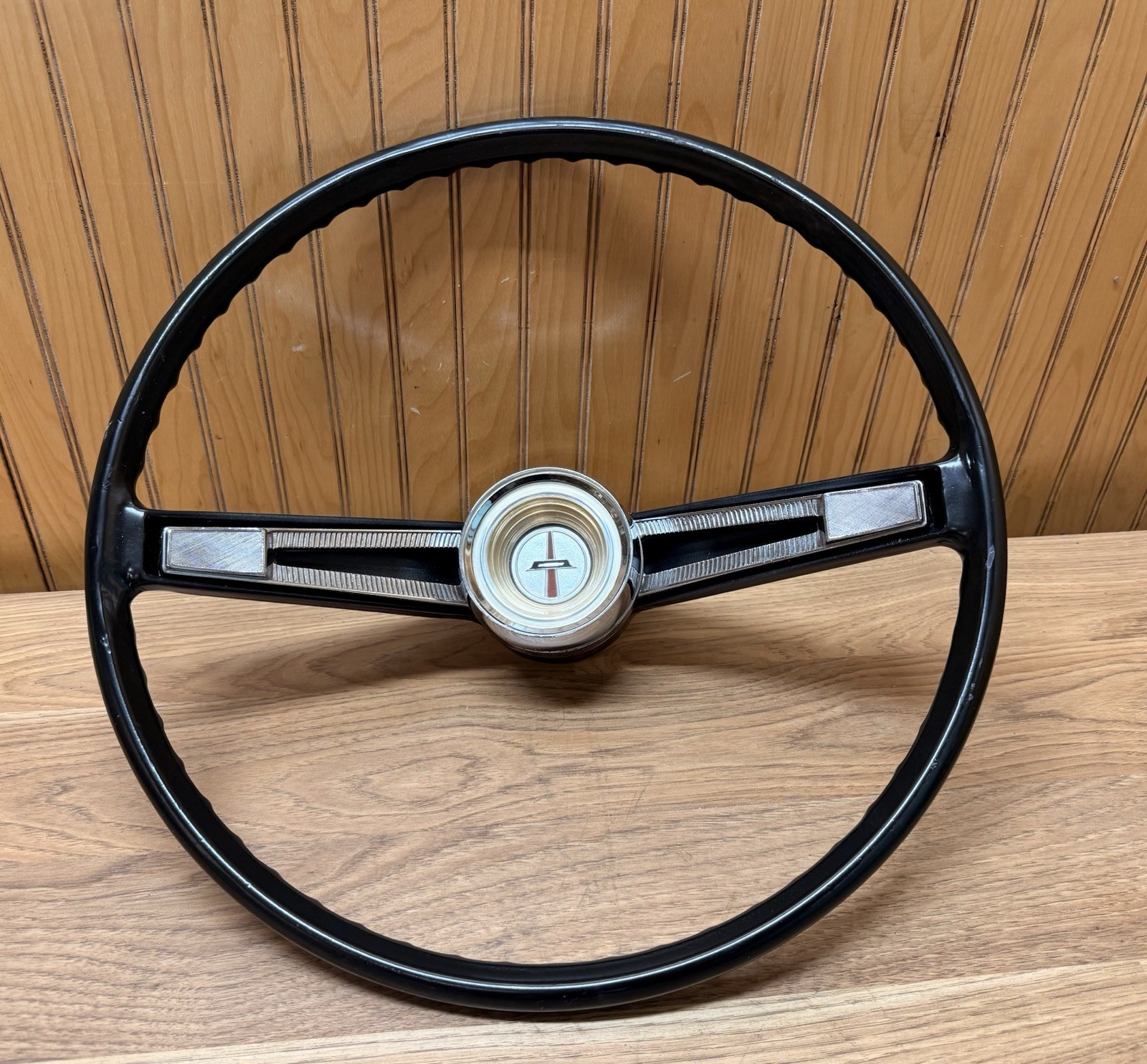 Vintage 1960’s Chevrolet Belair Steering Wheel w/horn button Nice Chrome Vintage 1960’s Chevrolet Belair Steering Wheel w/horn button Nice Chrome