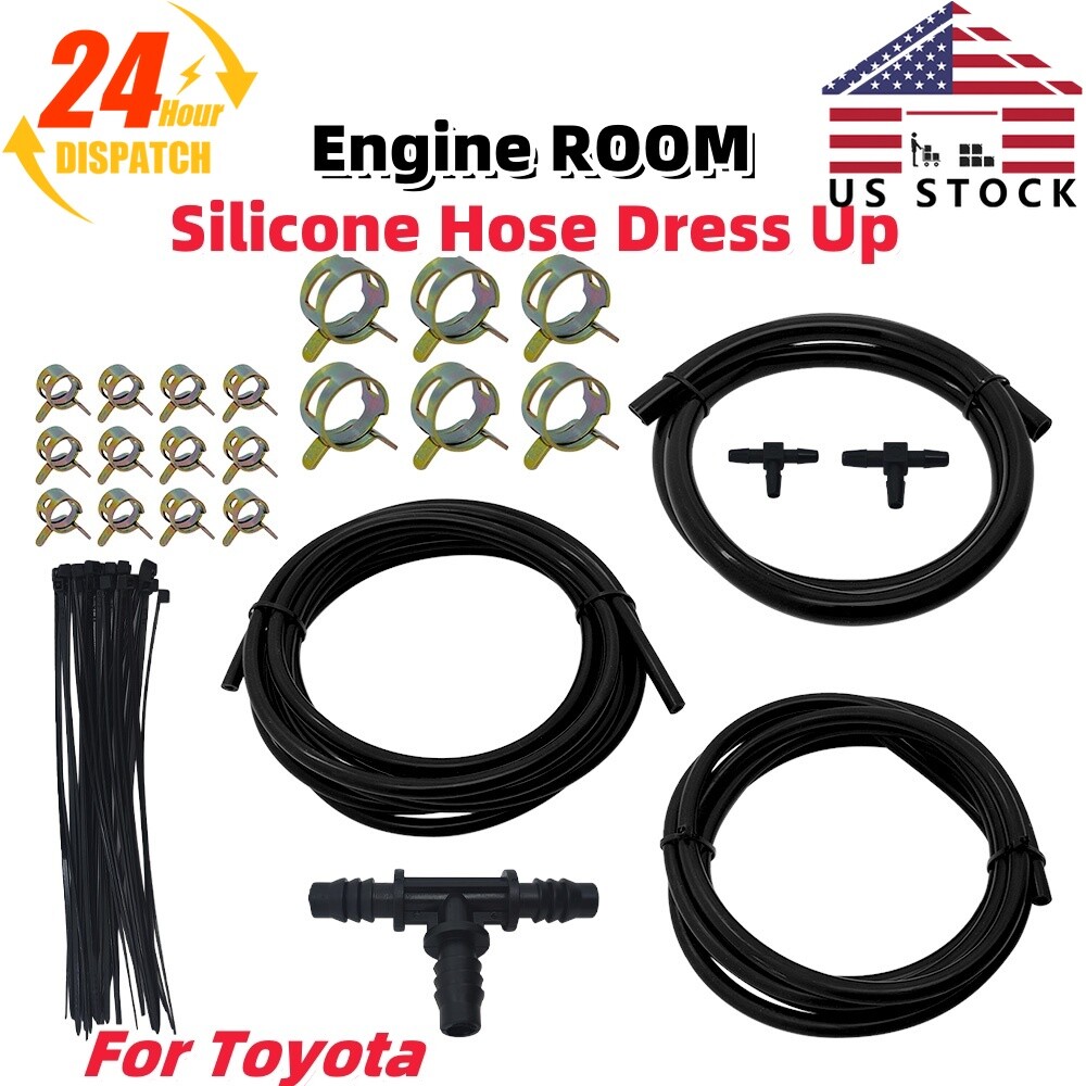 FOR TOYOTA ENGINE ROOM SILICONE AIR VACUUM HOSE DRESS UP KIT BLACK 1997-2022