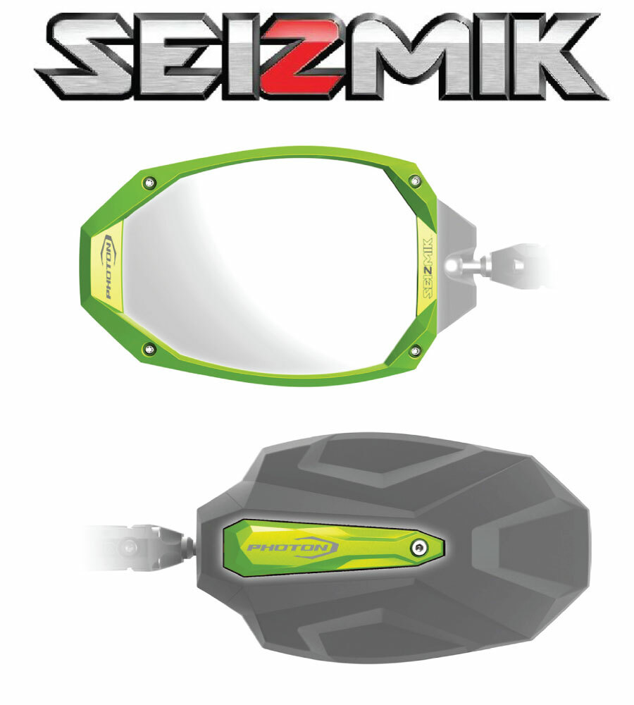Green Seizmik Photon Side View Mirrors for 2020-2023 Polaris General 1000 XP/XP4