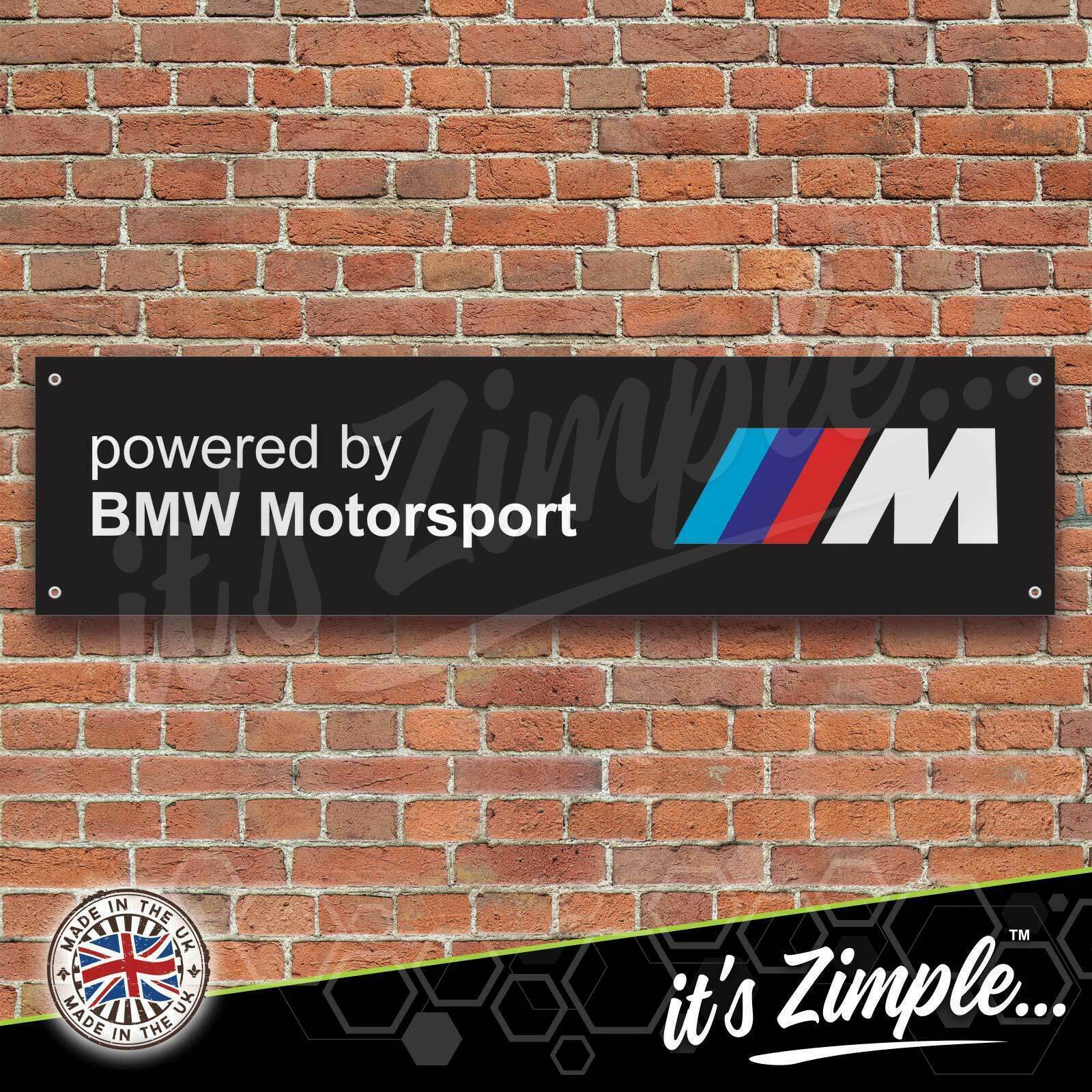 Powered by BMW Motorsport Black Banner Garage Workshop PVC Trackside Sign