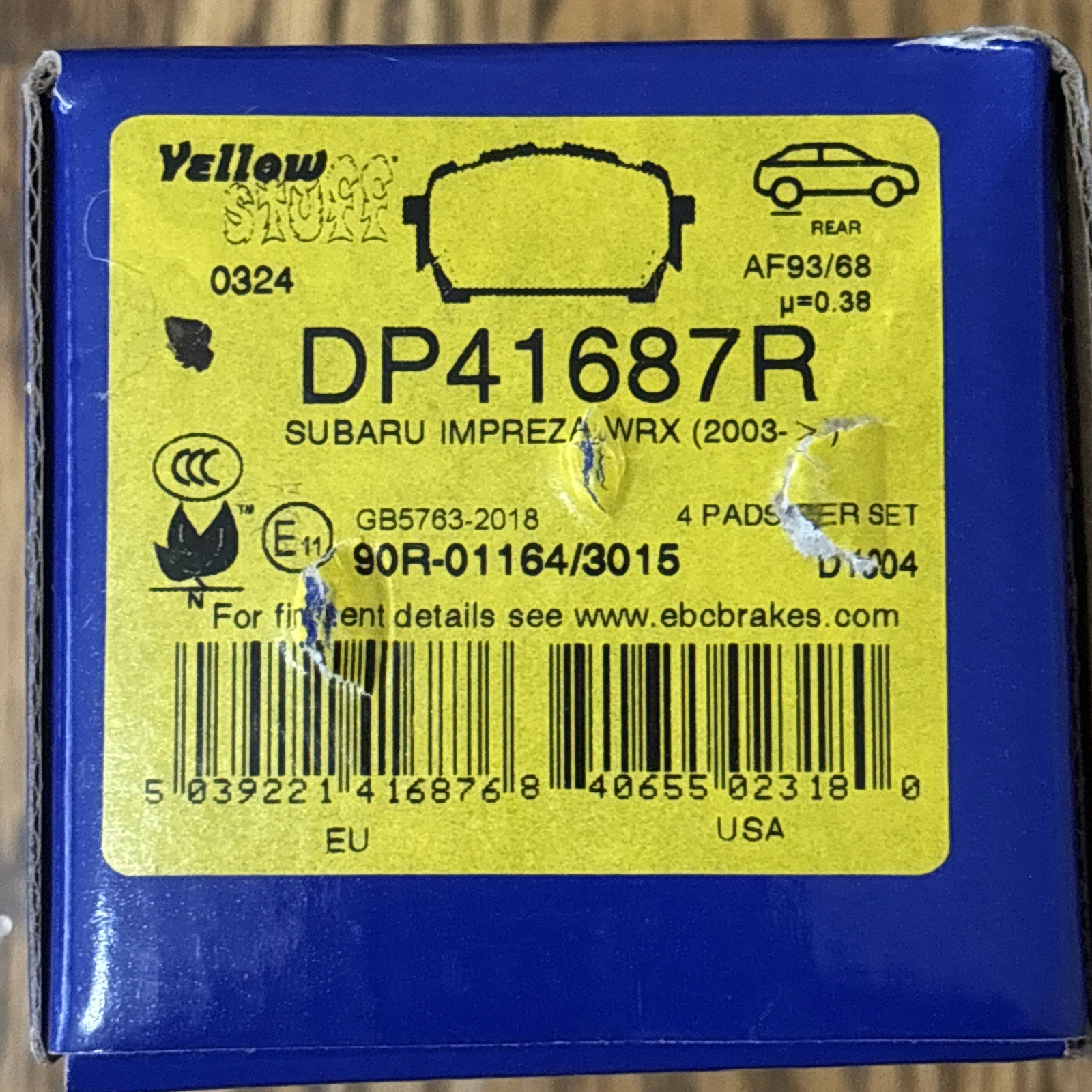 EBC Brakes DP41687R Disc Brake Pad Set Rear Yellowstuff Our Flagship range FMSI