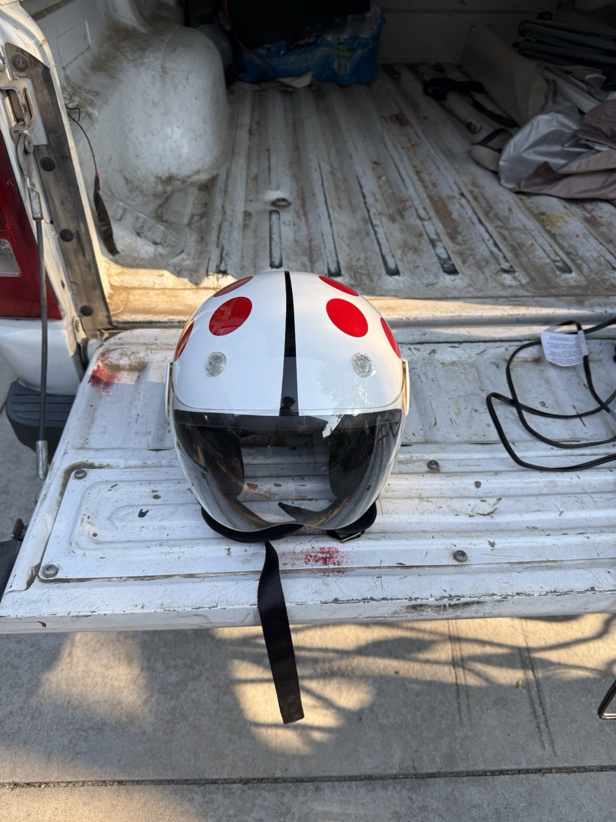 Vintage HCI Open Face Fiberglass Motorcycle Helmet Rare White/Red Ladybug Vintage HCI Open Face Fiberglass Motorcycle Helmet Rare White/Red Ladybug