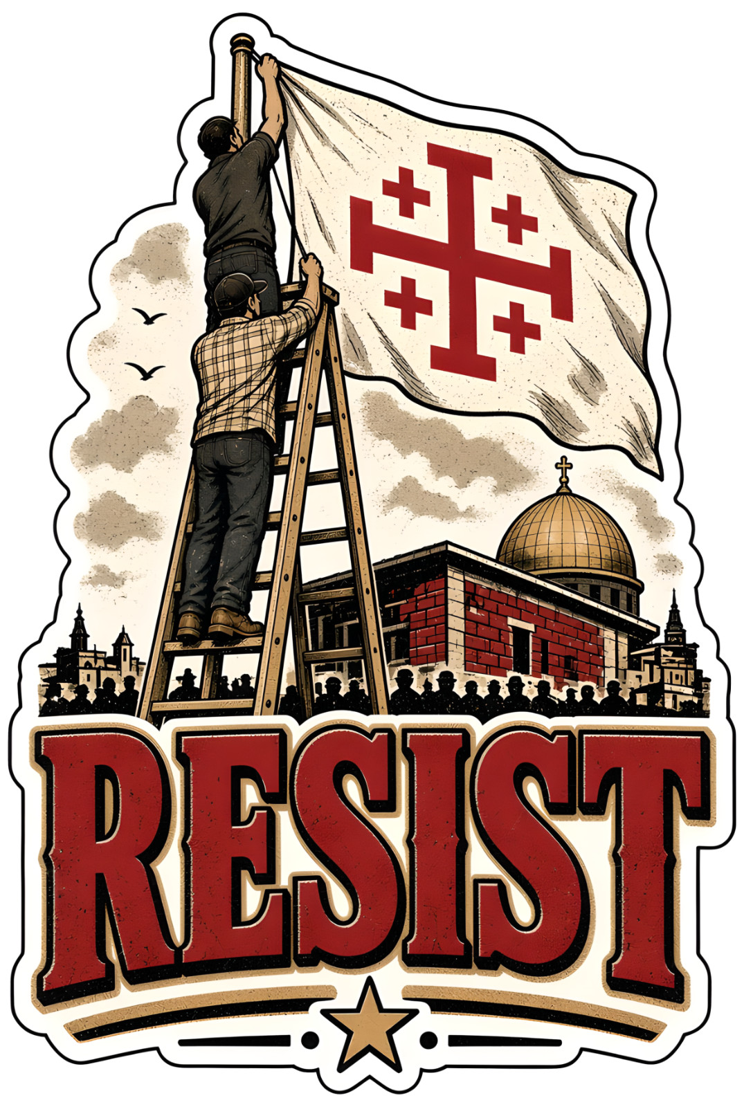 🔥👀Christian RESIST Jerusalem Cross Vinyl Decal Sticker 2\